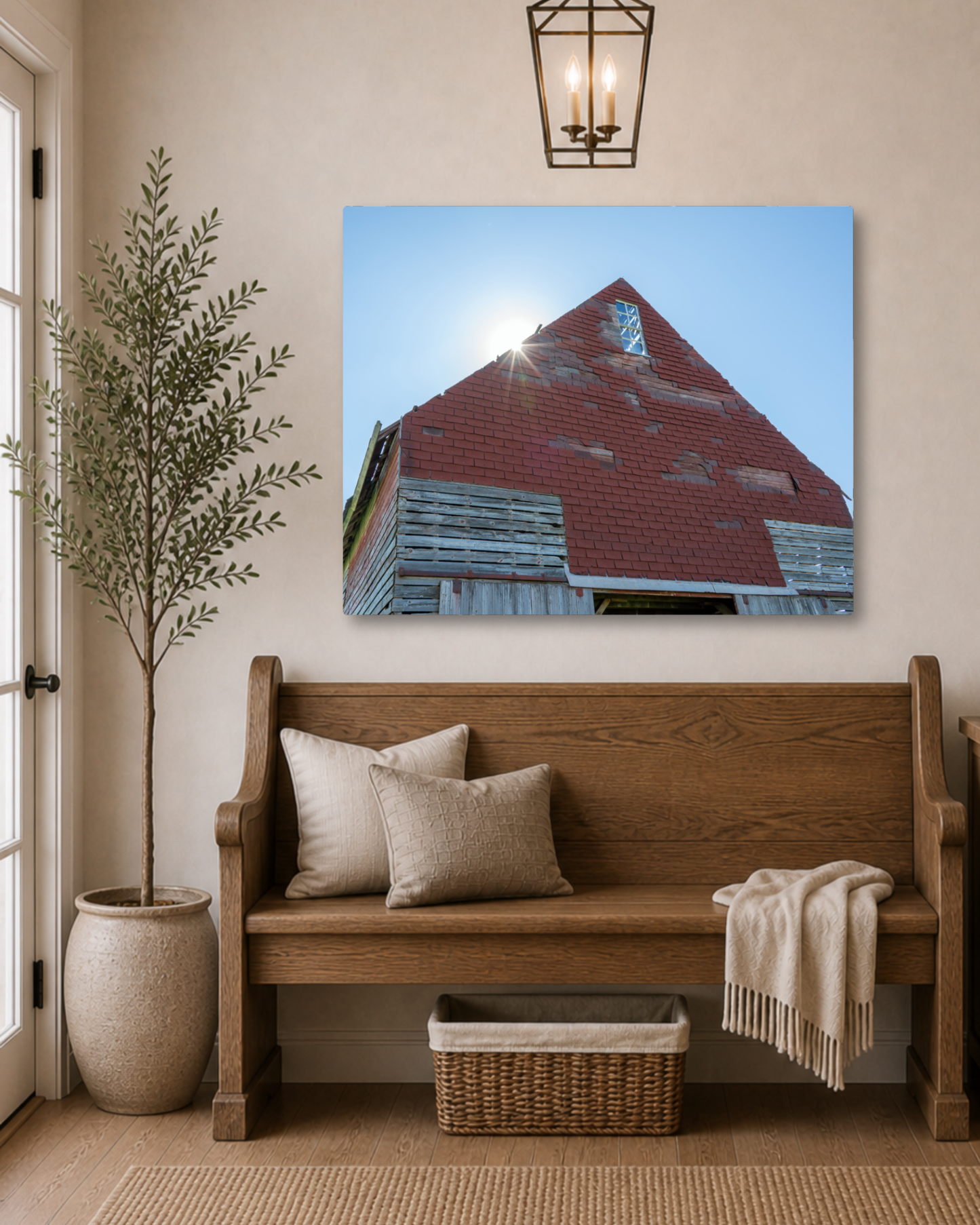 Sunlight on the Old Corn Crib – Rustic Farm Building Canvas Wall Art
