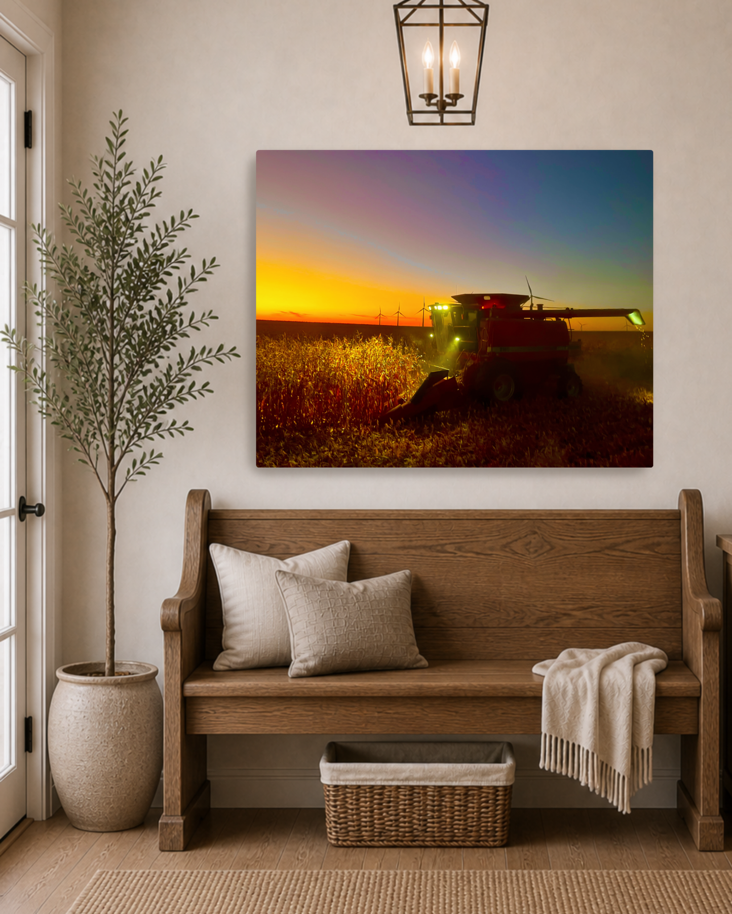 When the Field Lights Up – Corn Harvest Canvas Wall Art