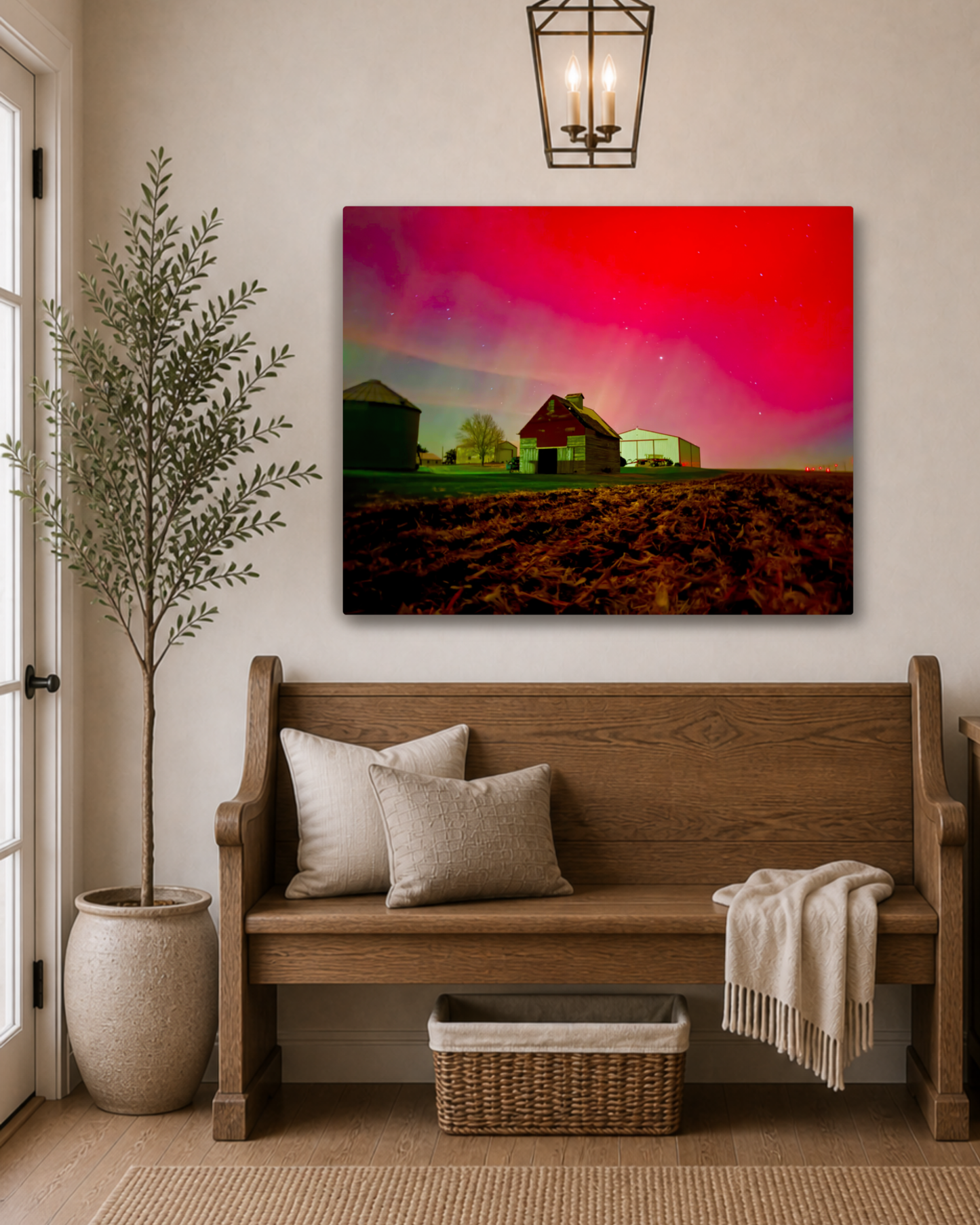 The Night the Farmyard Glowed – Northern Lights Canvas Wall Art