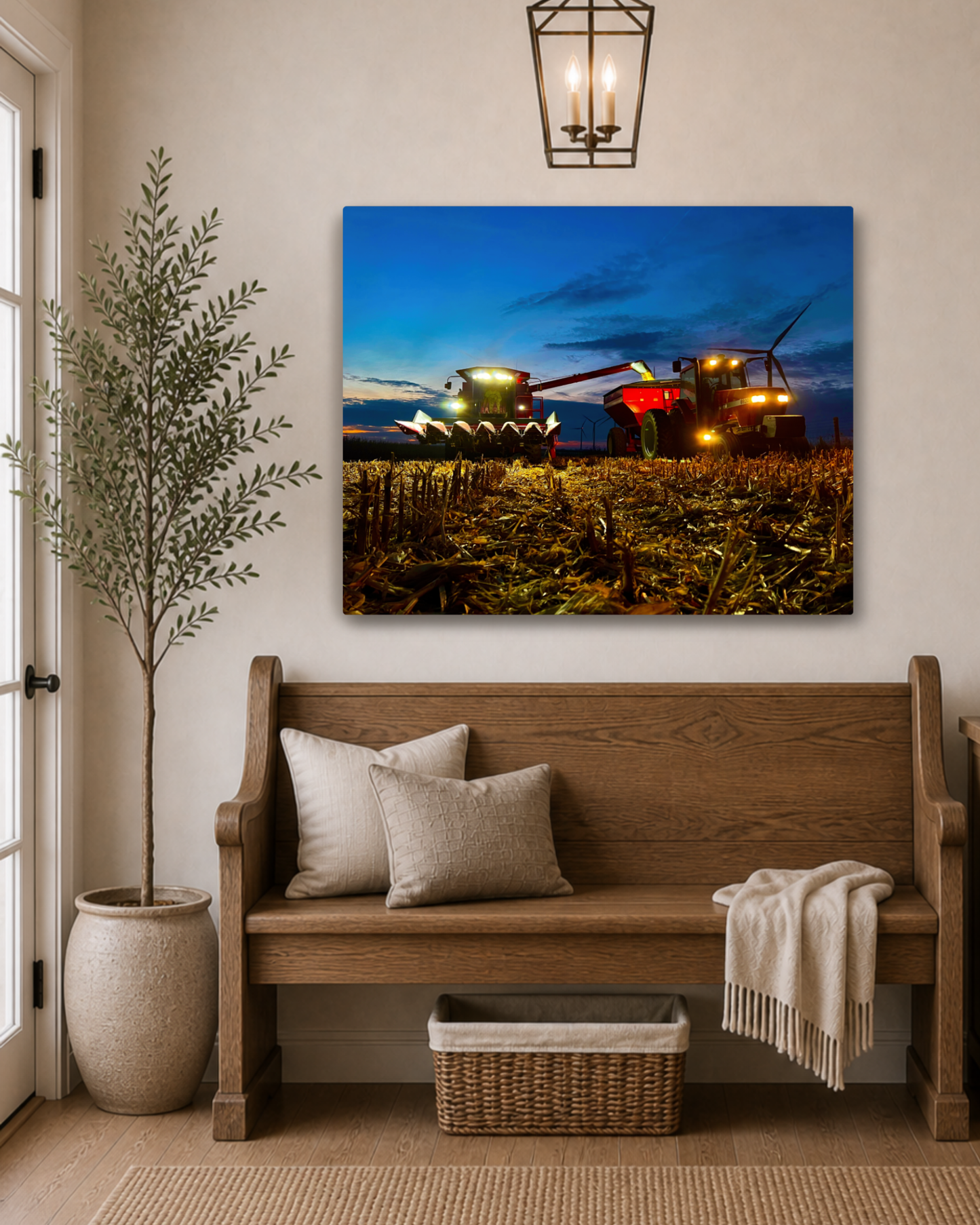 Working Together After Sundown – Corn Harvest Canvas Wall Art