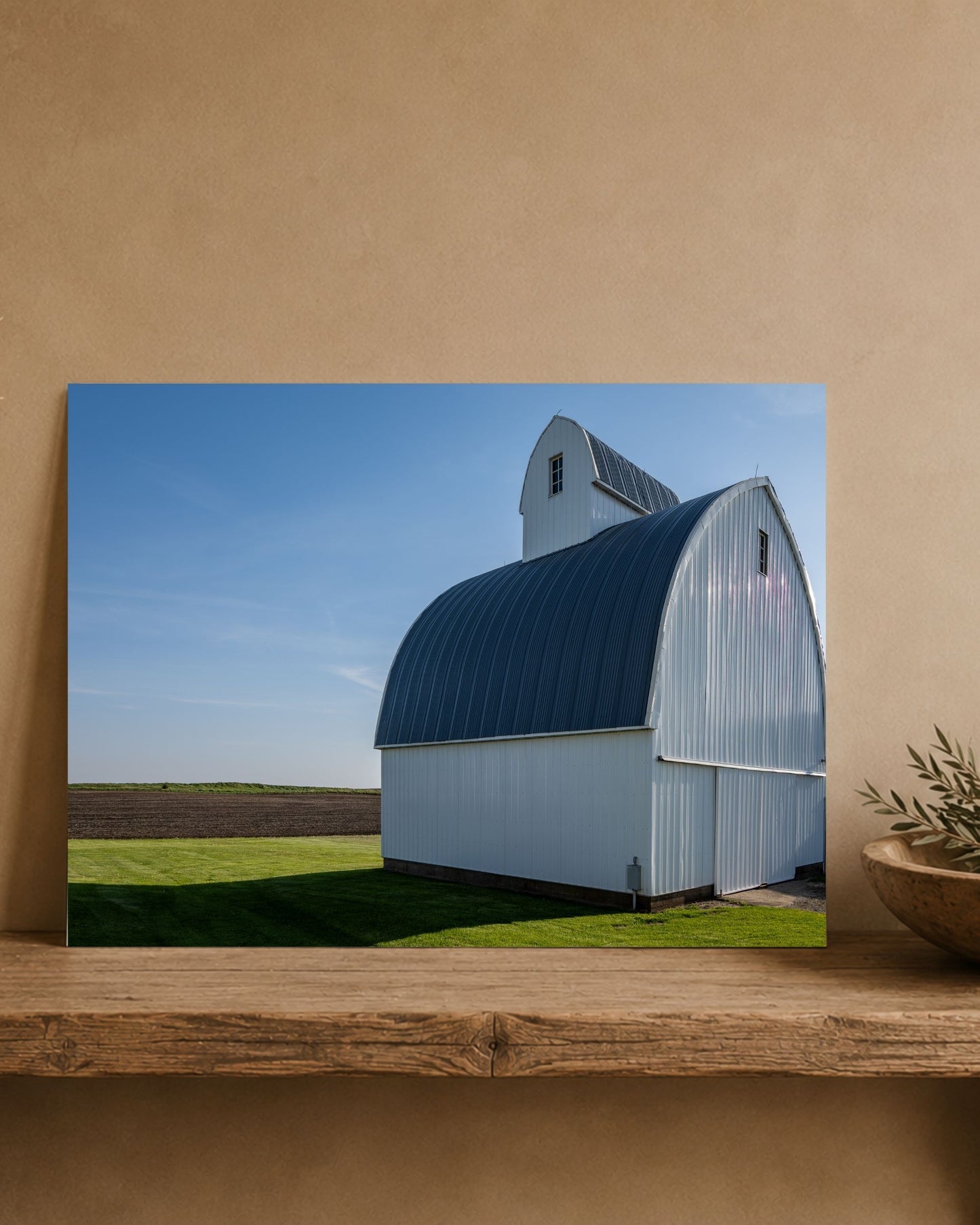 The Quiet Curve of the White Corn Crib | Fine Art Print