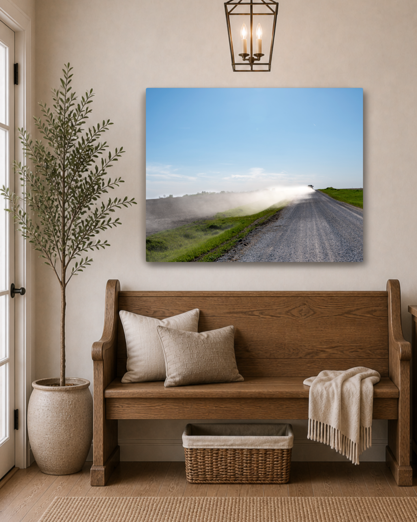 Chasing Dust - Iowa Gravel Road Farm Photography Canvas Wall Art