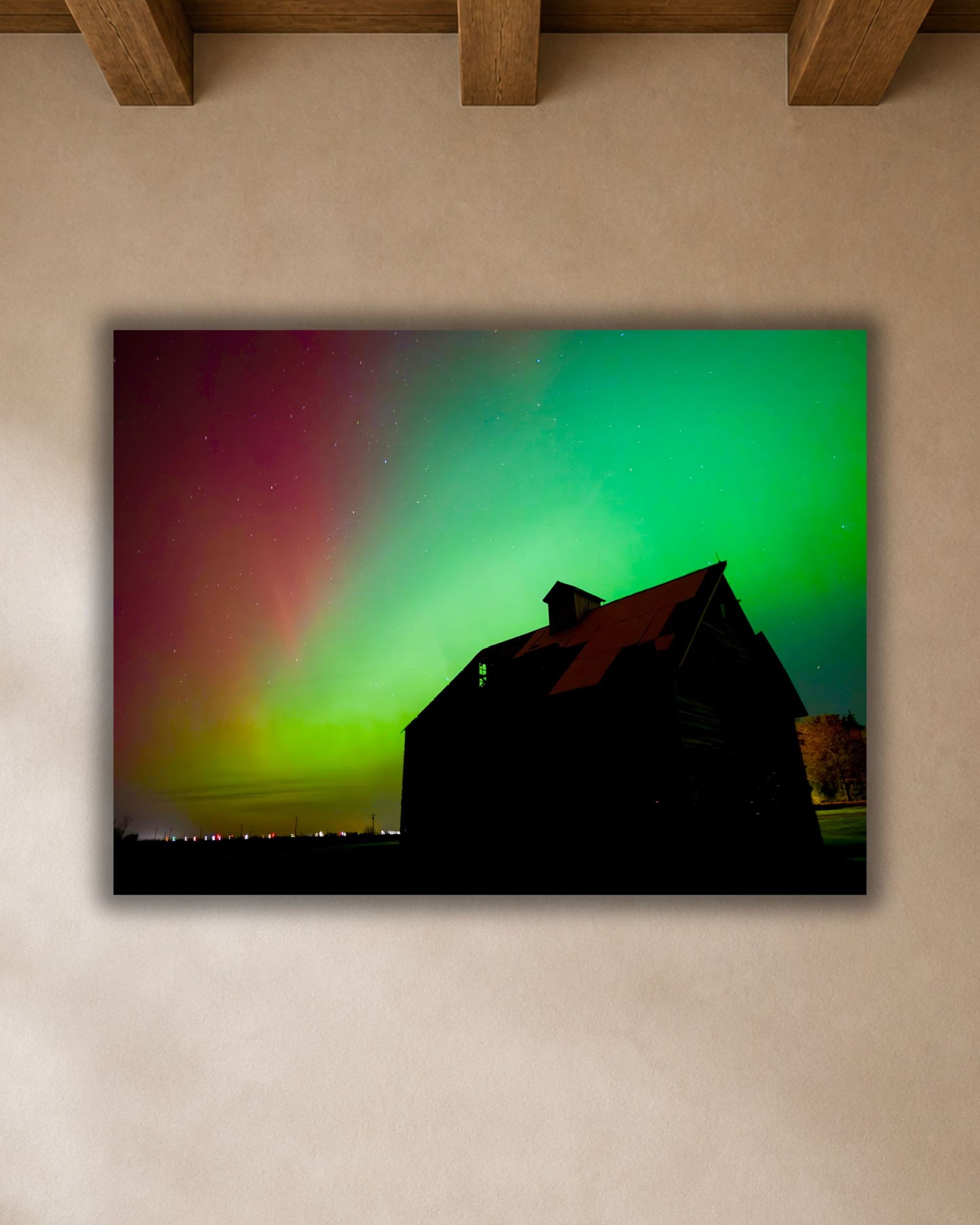 Where the Old Corn Crib Met the Northern Lights – Aurora Canvas Wall Art