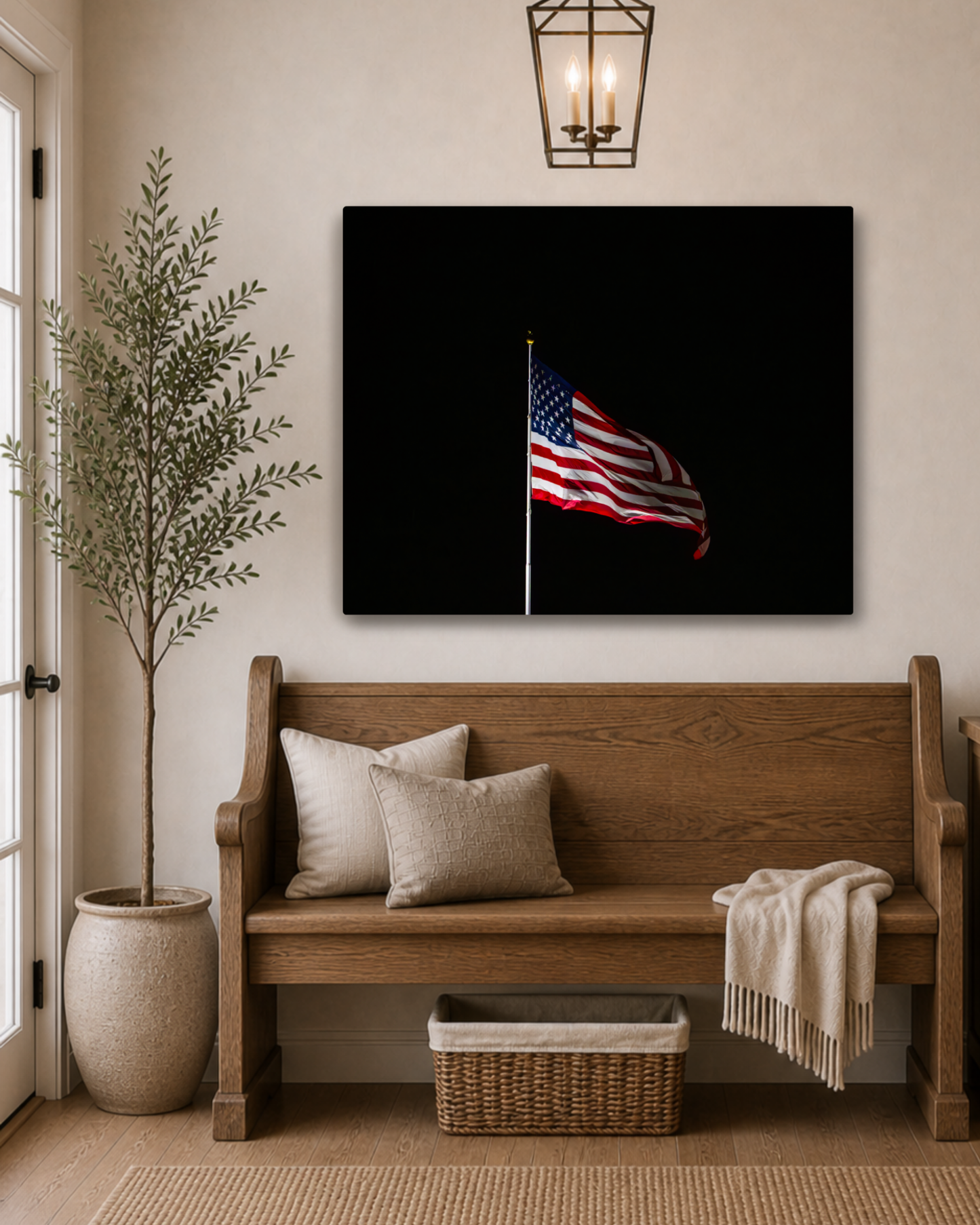 Still Flying | American Flag Night Photography Canvas Wall Art