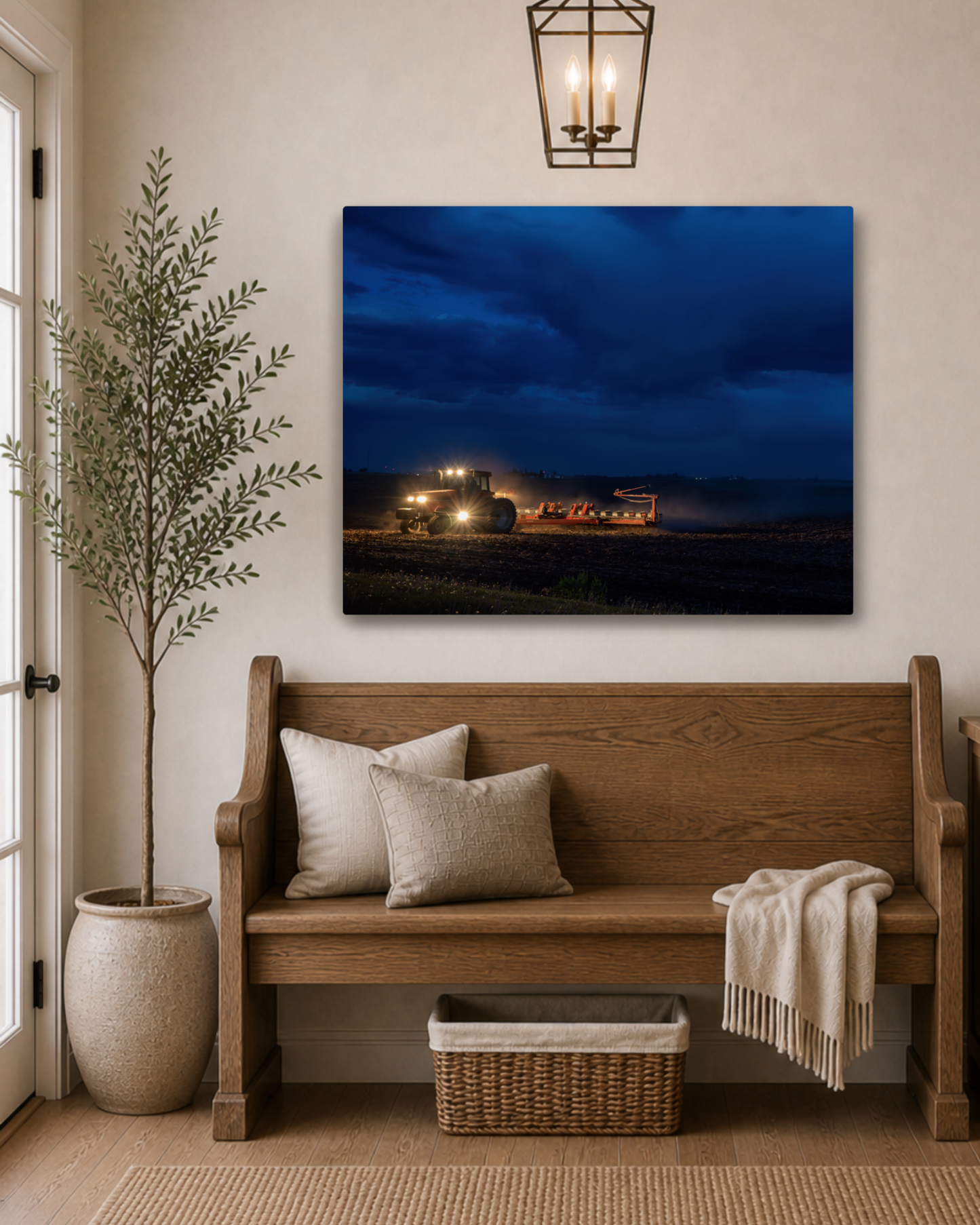 One More Round - Night Planting Farm Canvas Wall Art