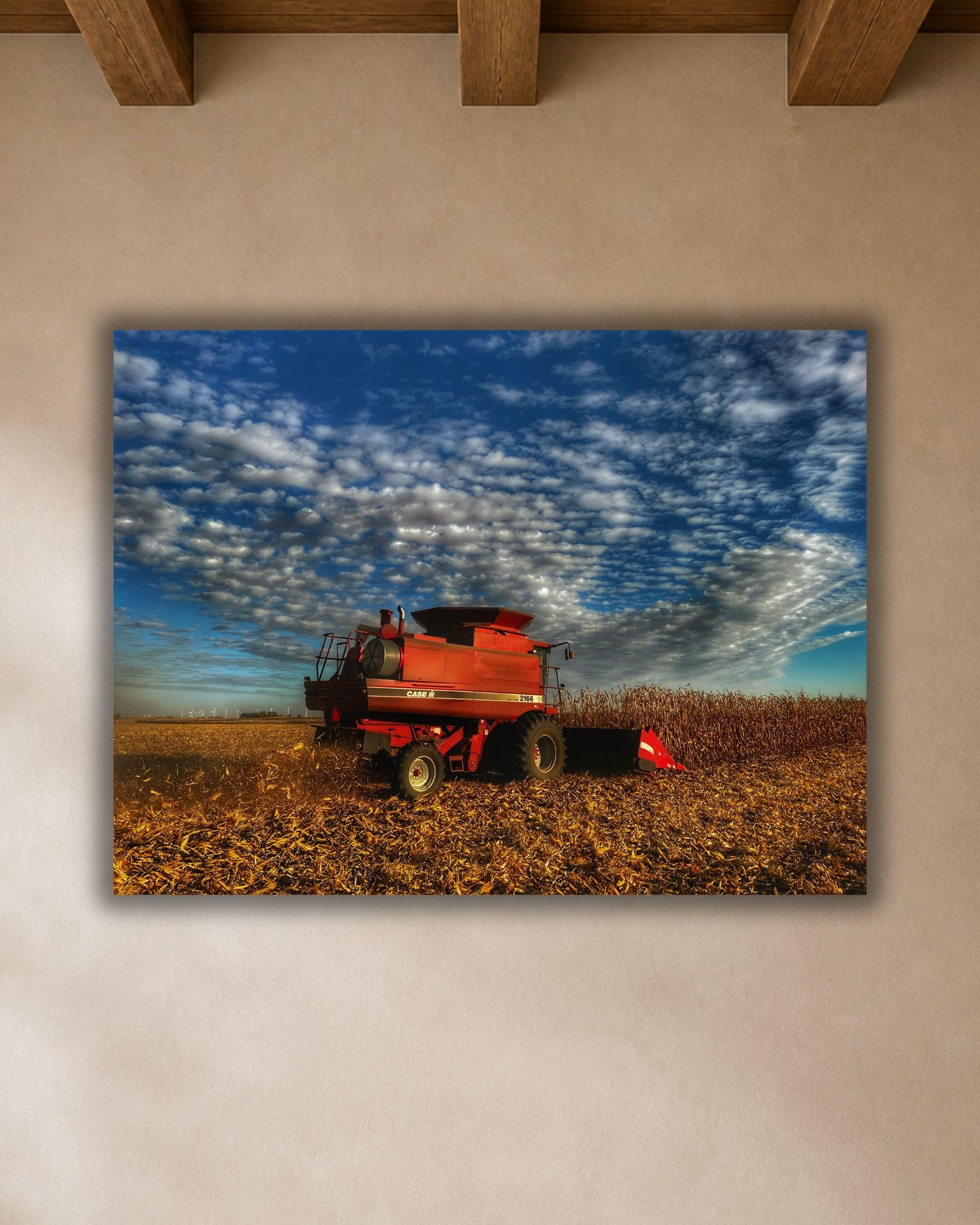 Beneath a Harvest Sky – Corn Combine Canvas Wall Art