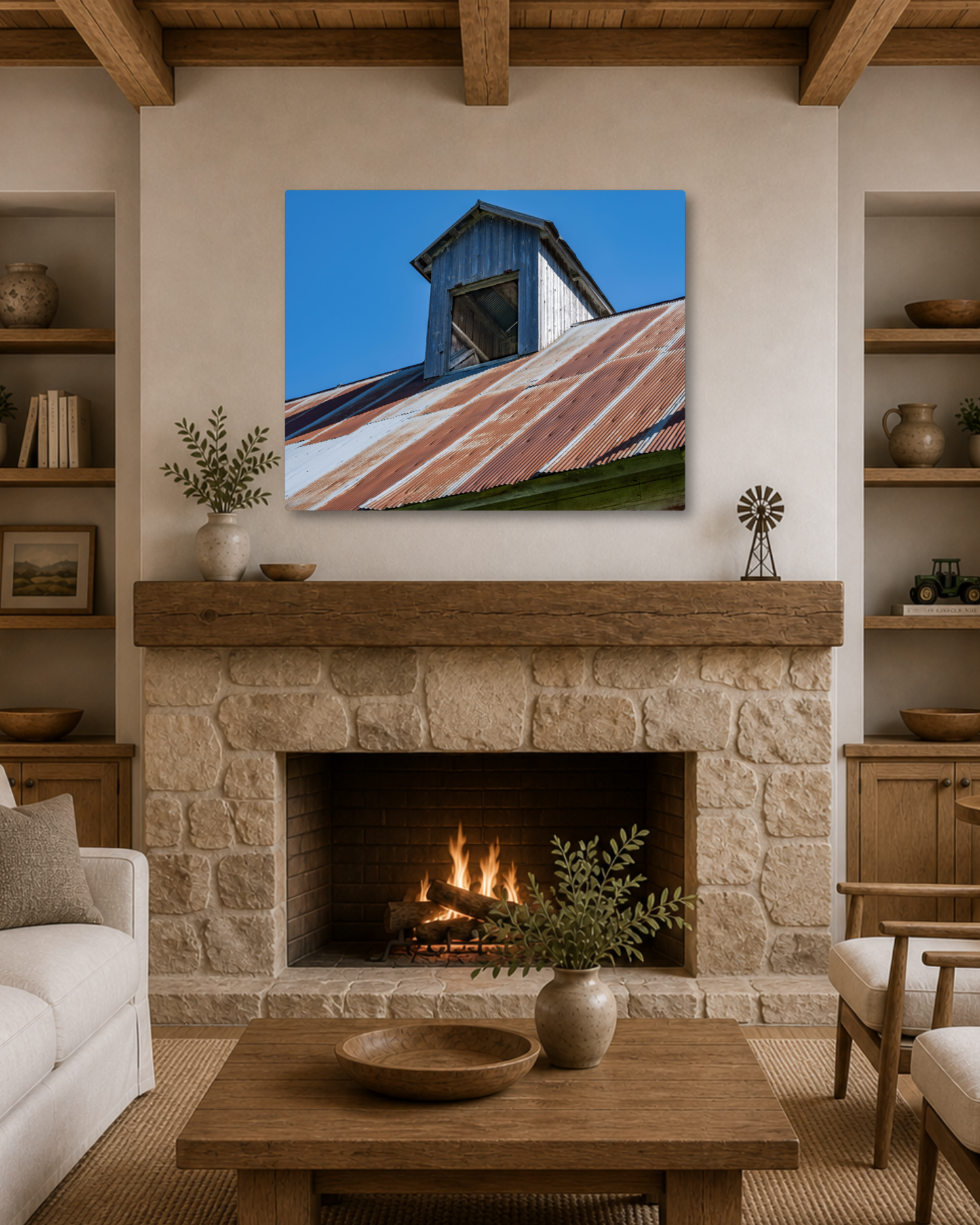 Weathered by the Seasons – Rustic Red Corn Crib Canvas Wall Art