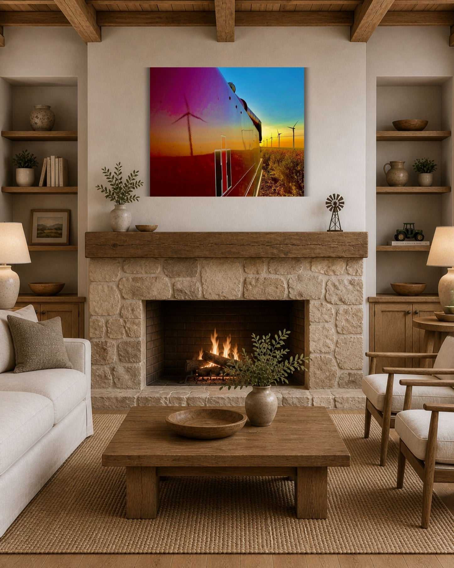Reflections of a Harvest Evening – Rural Farm Canvas Wall Art