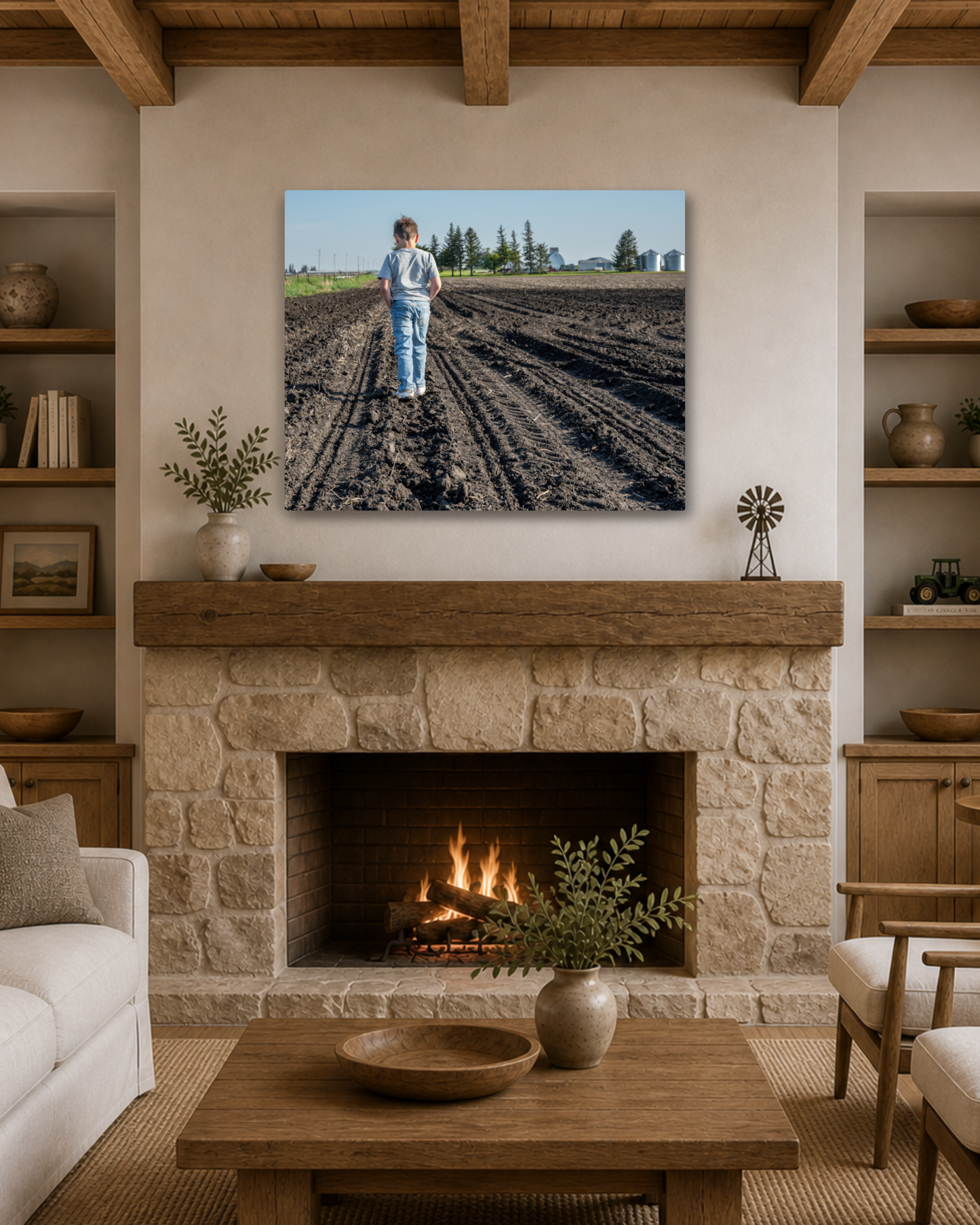 Small Steps Toward Home – Farm Kid Canvas Wall Art