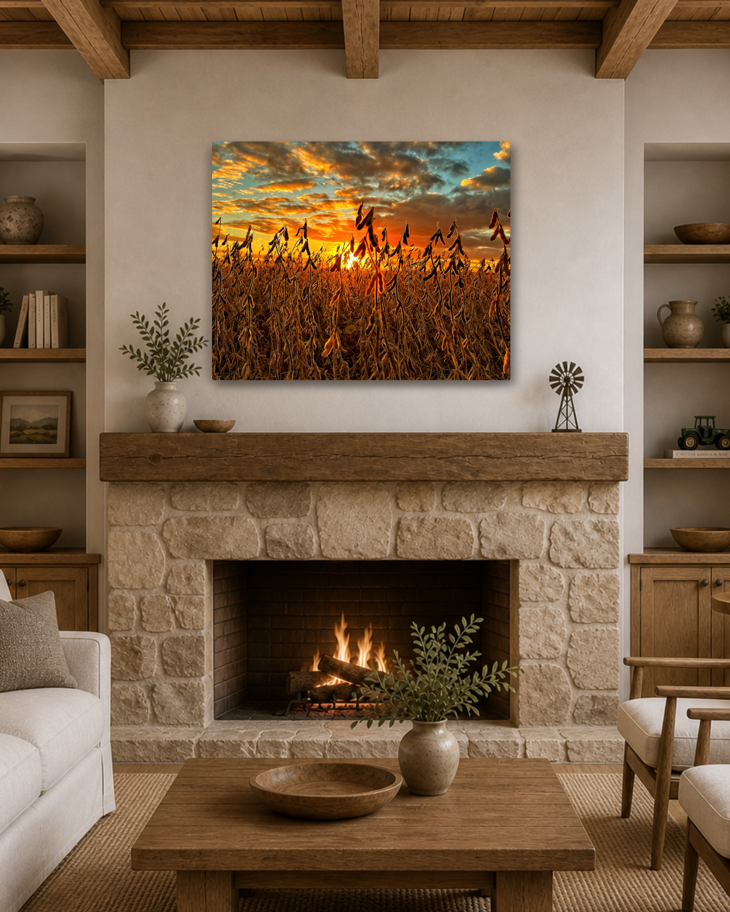 Where the Bean Pods Catch the Light – Soybean Sunset Canvas Wall Art
