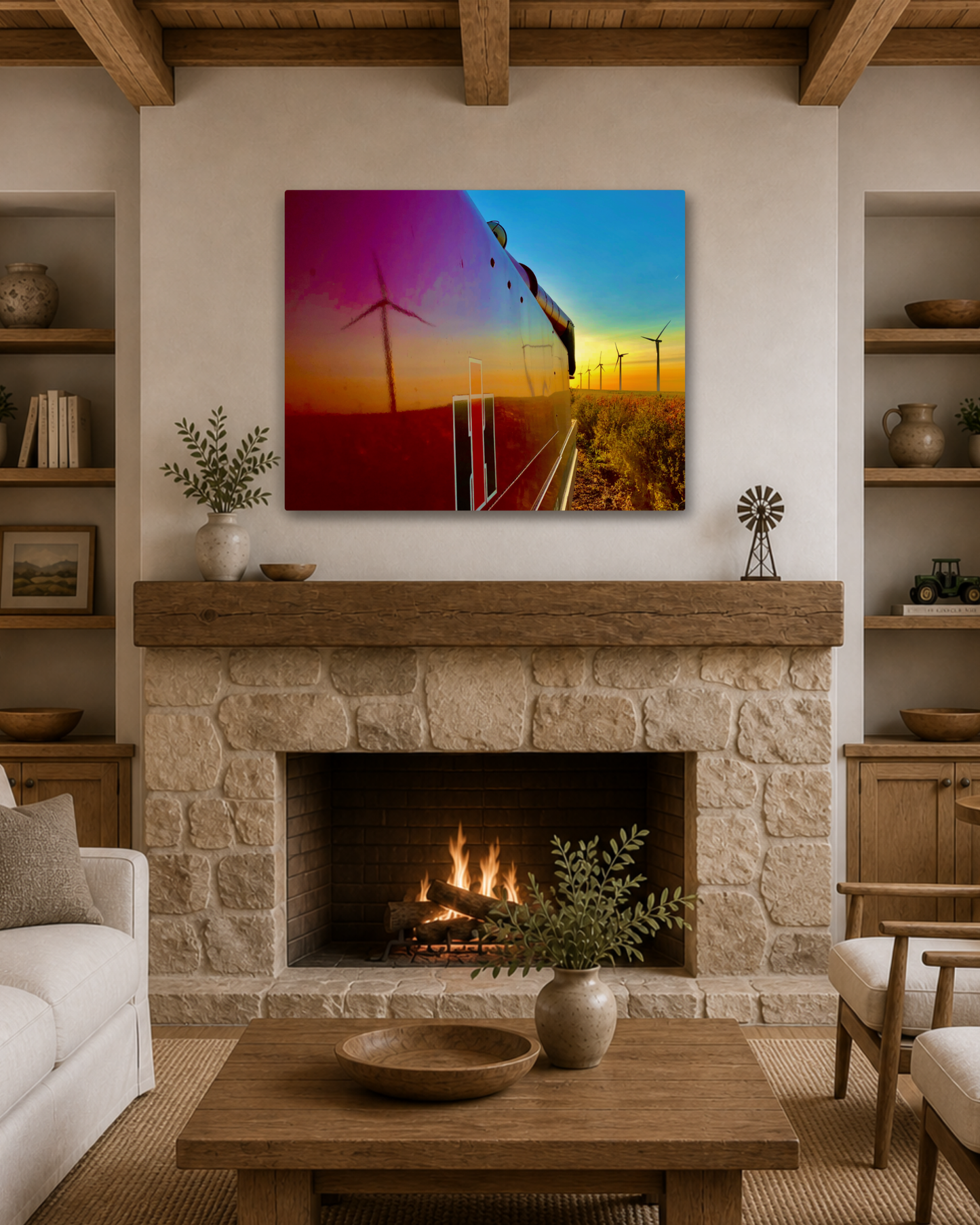 Reflections of a Harvest Evening – Rural Farm Canvas Wall Art