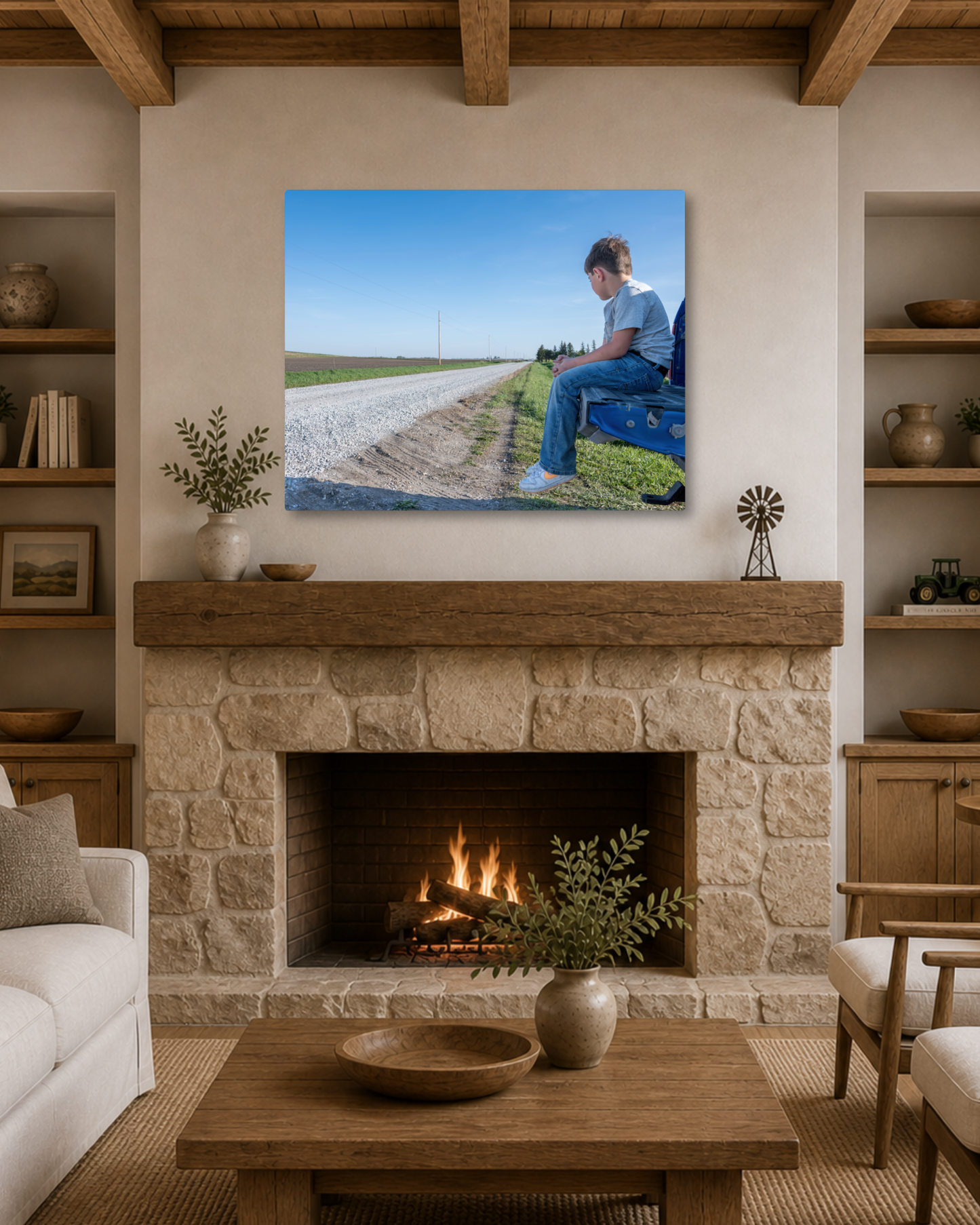 Future Farmer Dreams of the Road Ahead – Farm Kid Canvas Wall Art