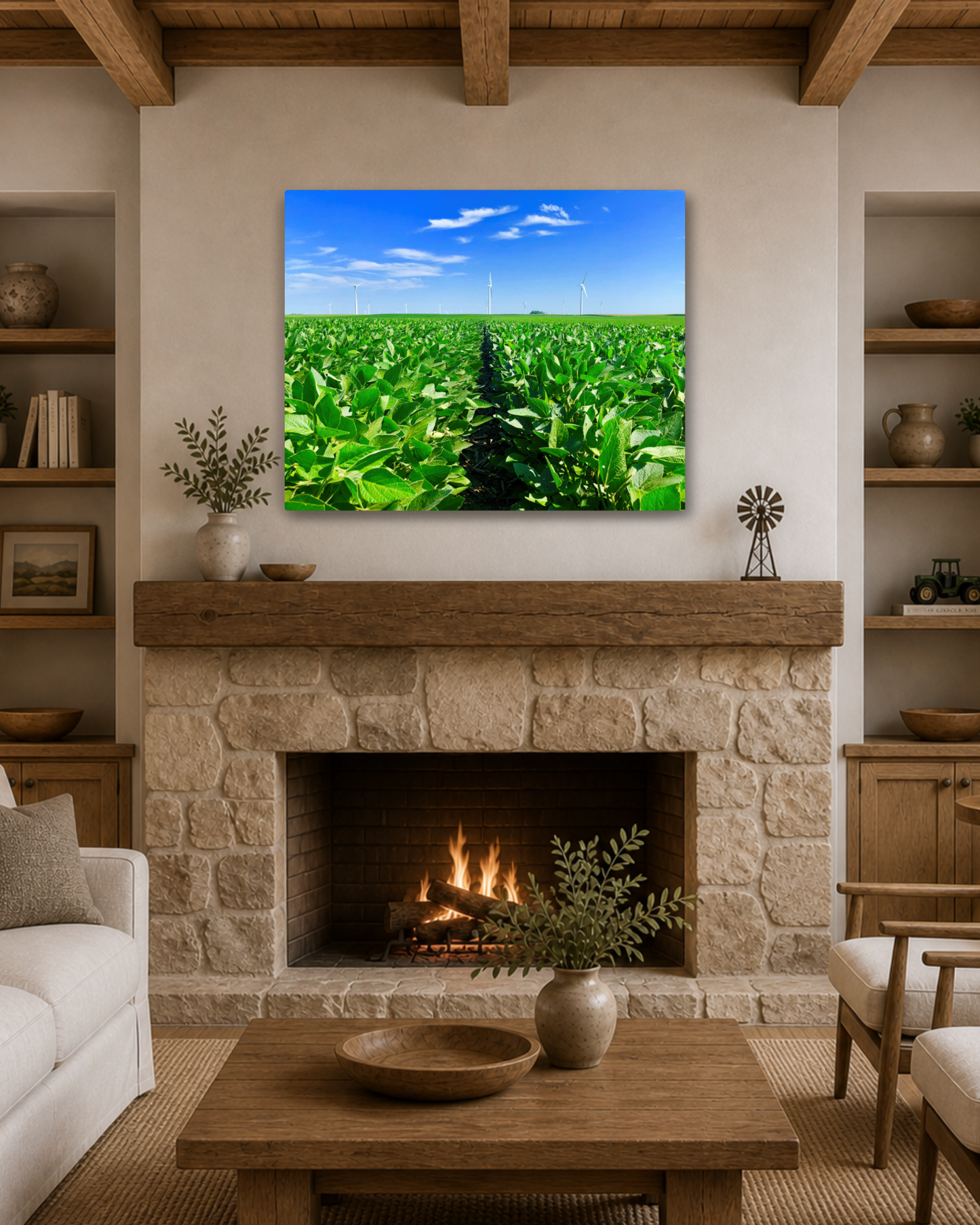 Where the Rows Meet the Wind – Iowa Soybean Field Canvas Wall Art