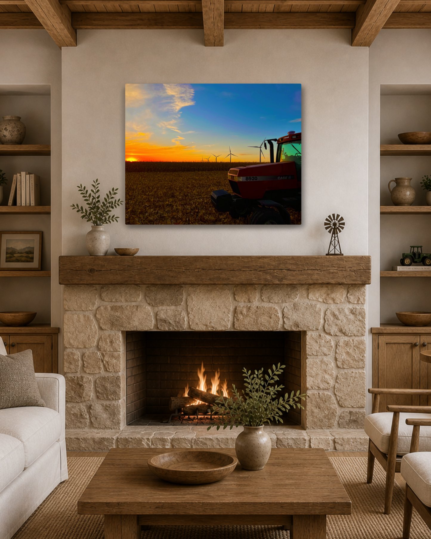 Waiting at the Edge of Sunset – Harvest Tractor Canvas Wall Art
