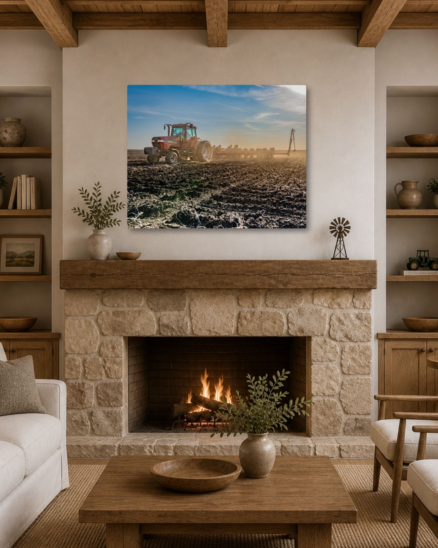 Dust Rising at Planting Time – Spring Farm Work Canvas Wall Art