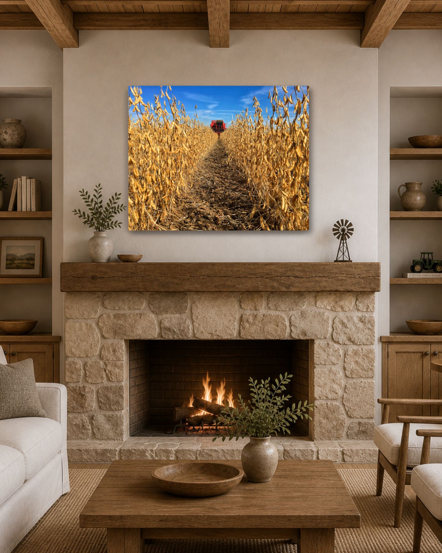 Through the Golden Beans – Soybean Harvest Canvas Wall Art