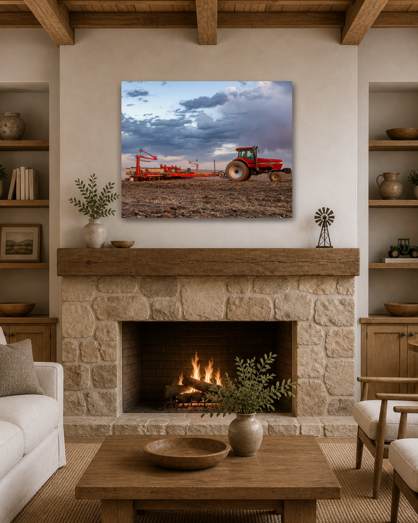 Against the Storm - Case IH Tractor Planting Canvas Wall Art