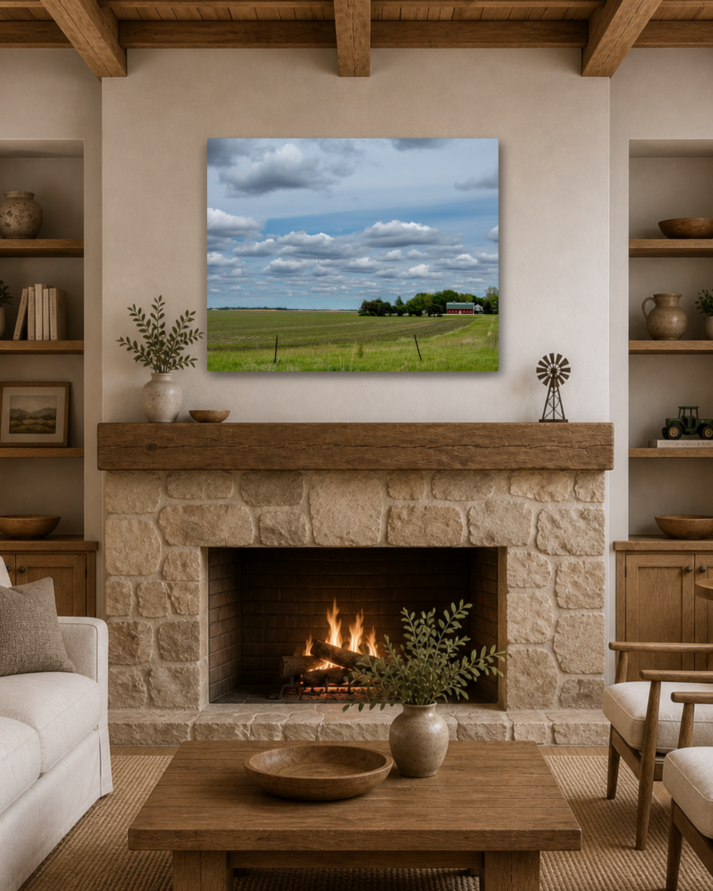 A Place to Call Home| Iowa Barn Landscape Canvas Wall Art