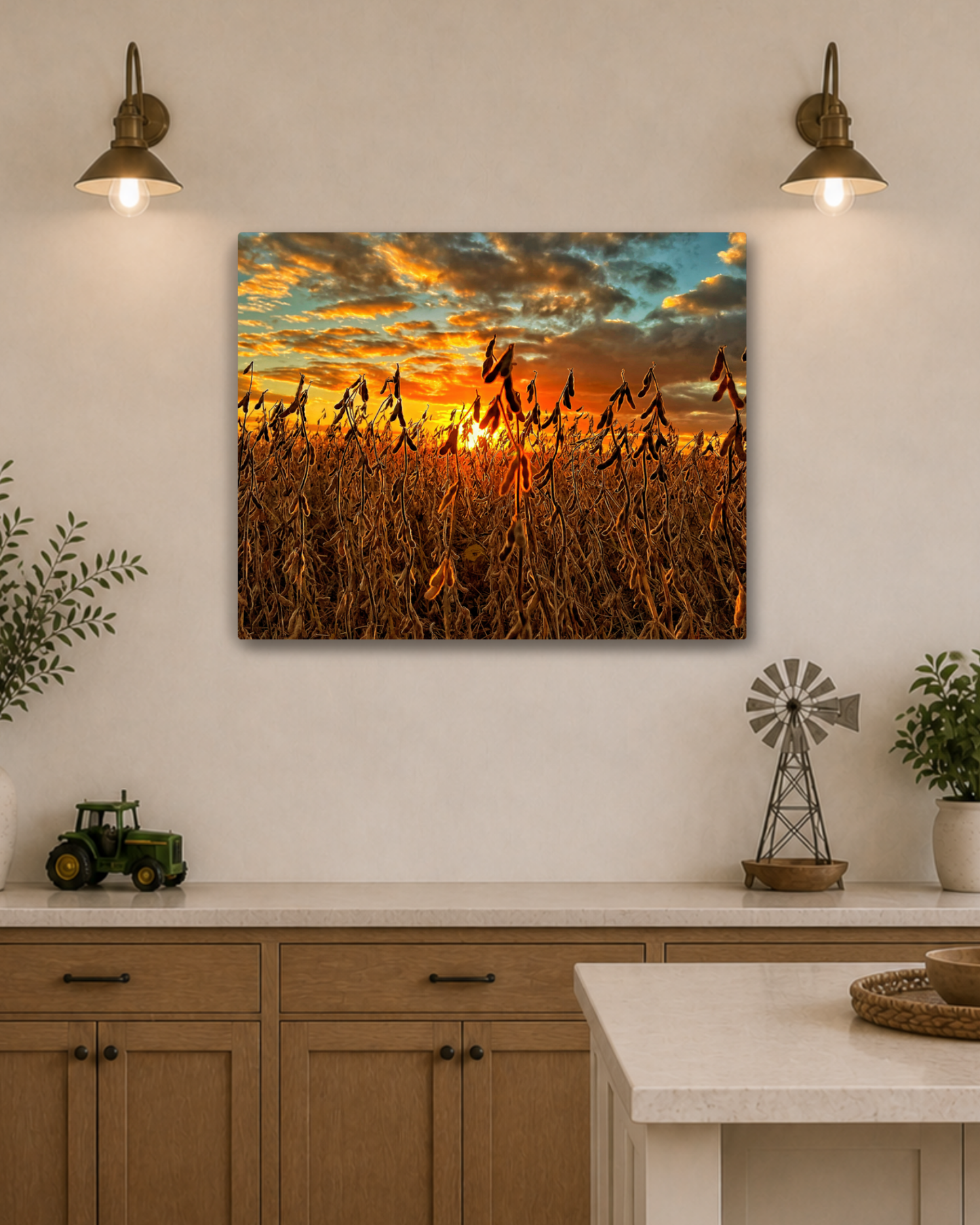 Where the Bean Pods Catch the Light – Soybean Sunset Canvas Wall Art