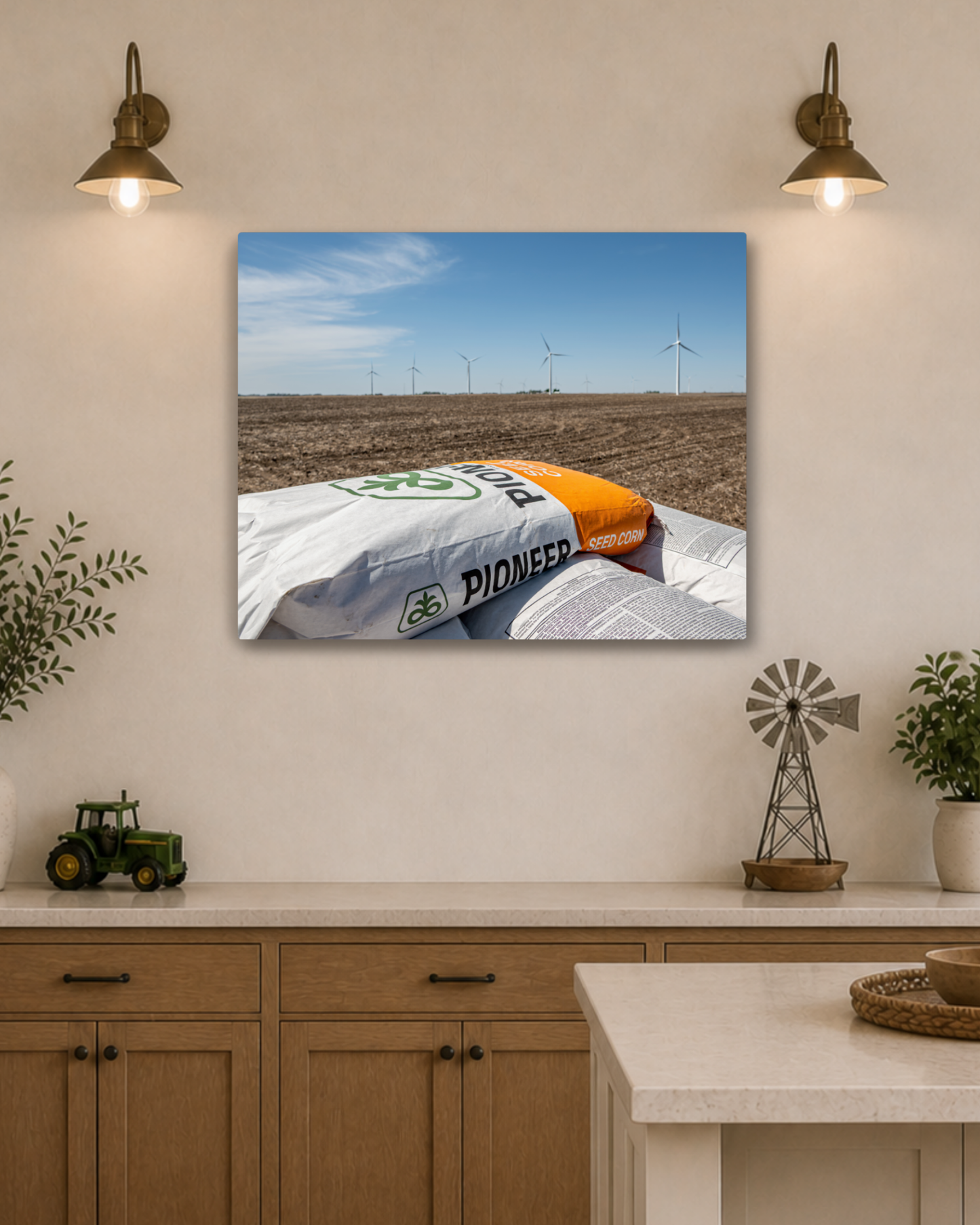 Ready for the Next Season - Seed Corn & Iowa Farm Field Canvas Wall Art