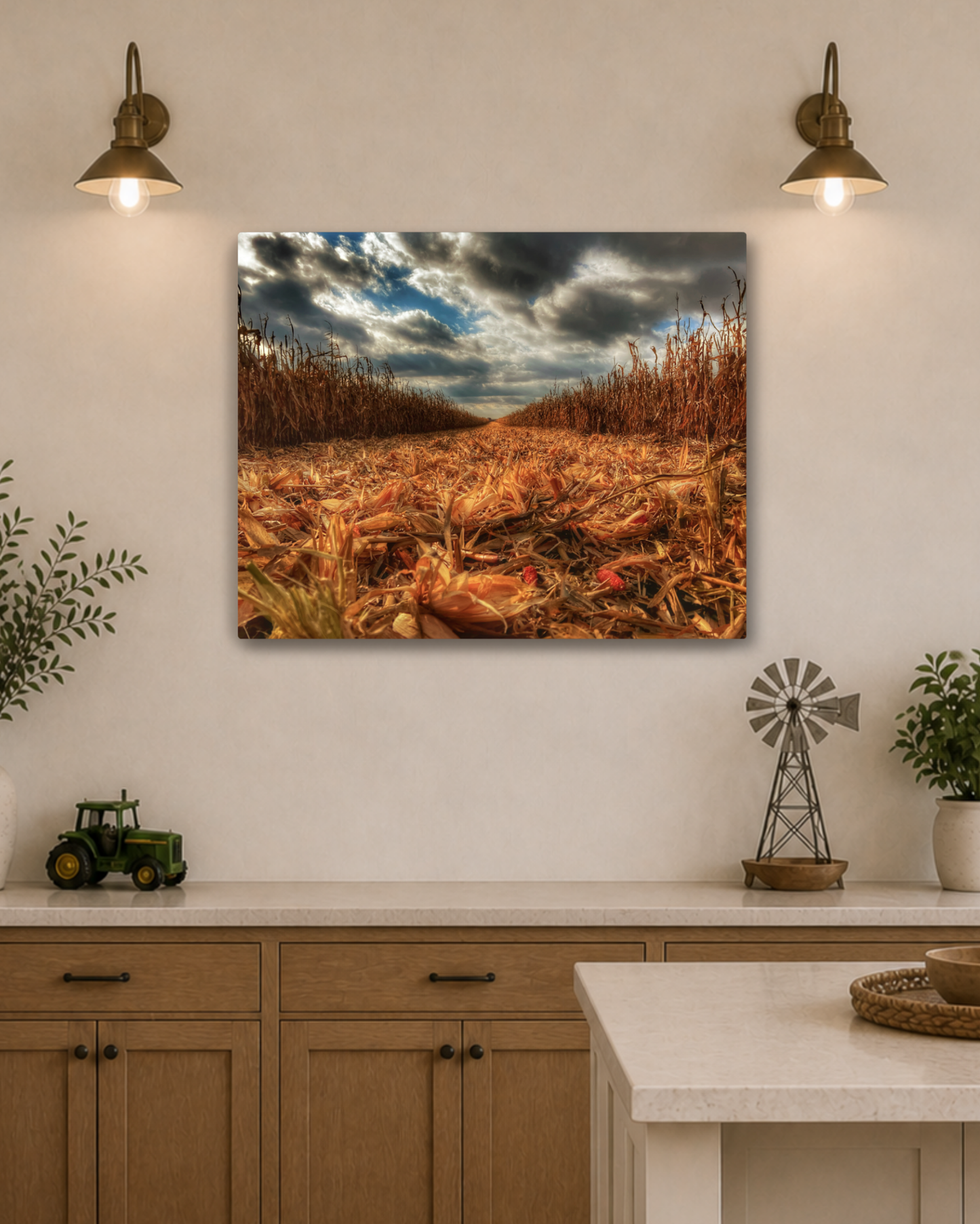 Where the Combine Passed – Corn Harvest Field Canvas Wall Art