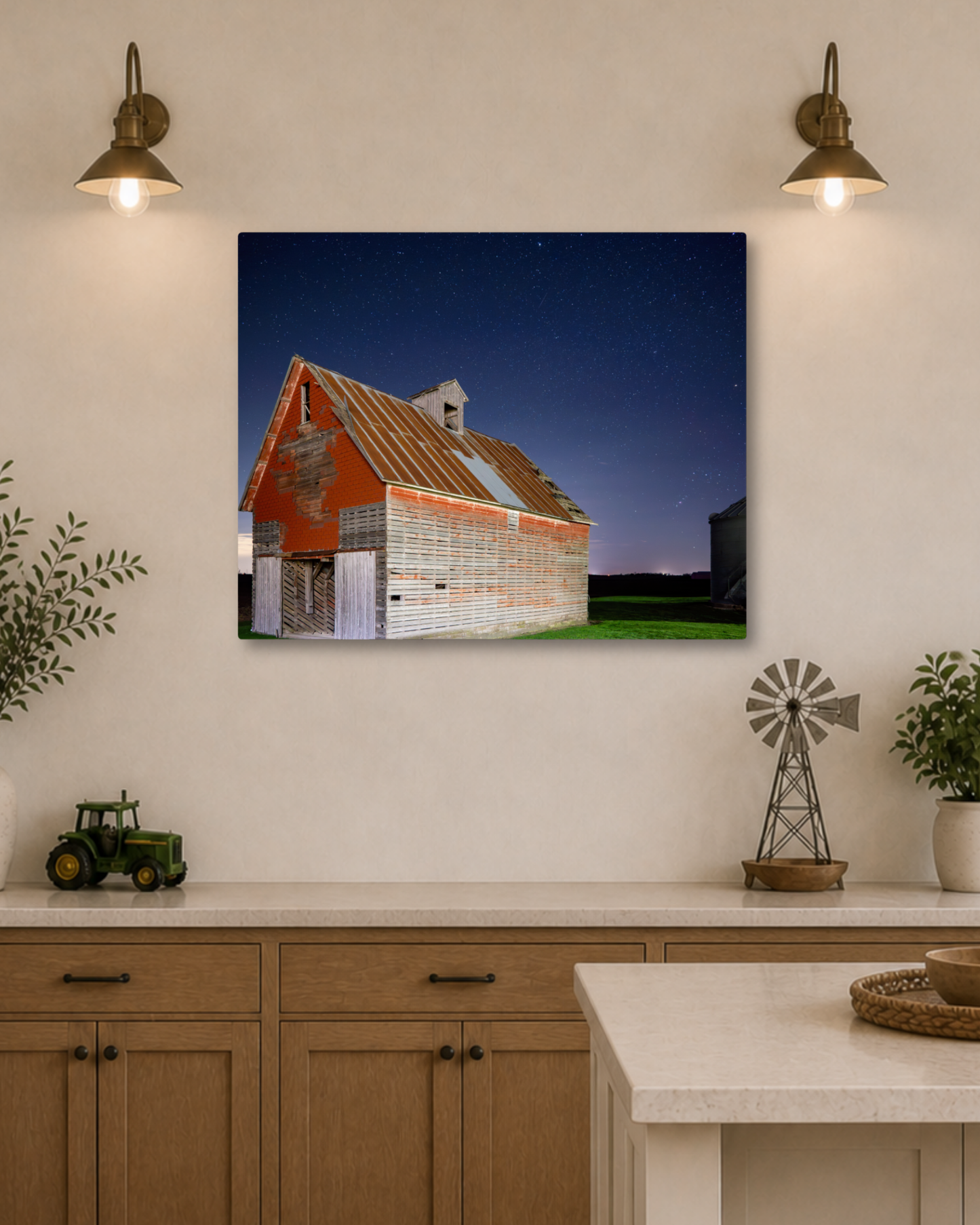 Under the Stars at the Old Corn Crib – Rural Night Canvas Wall Art