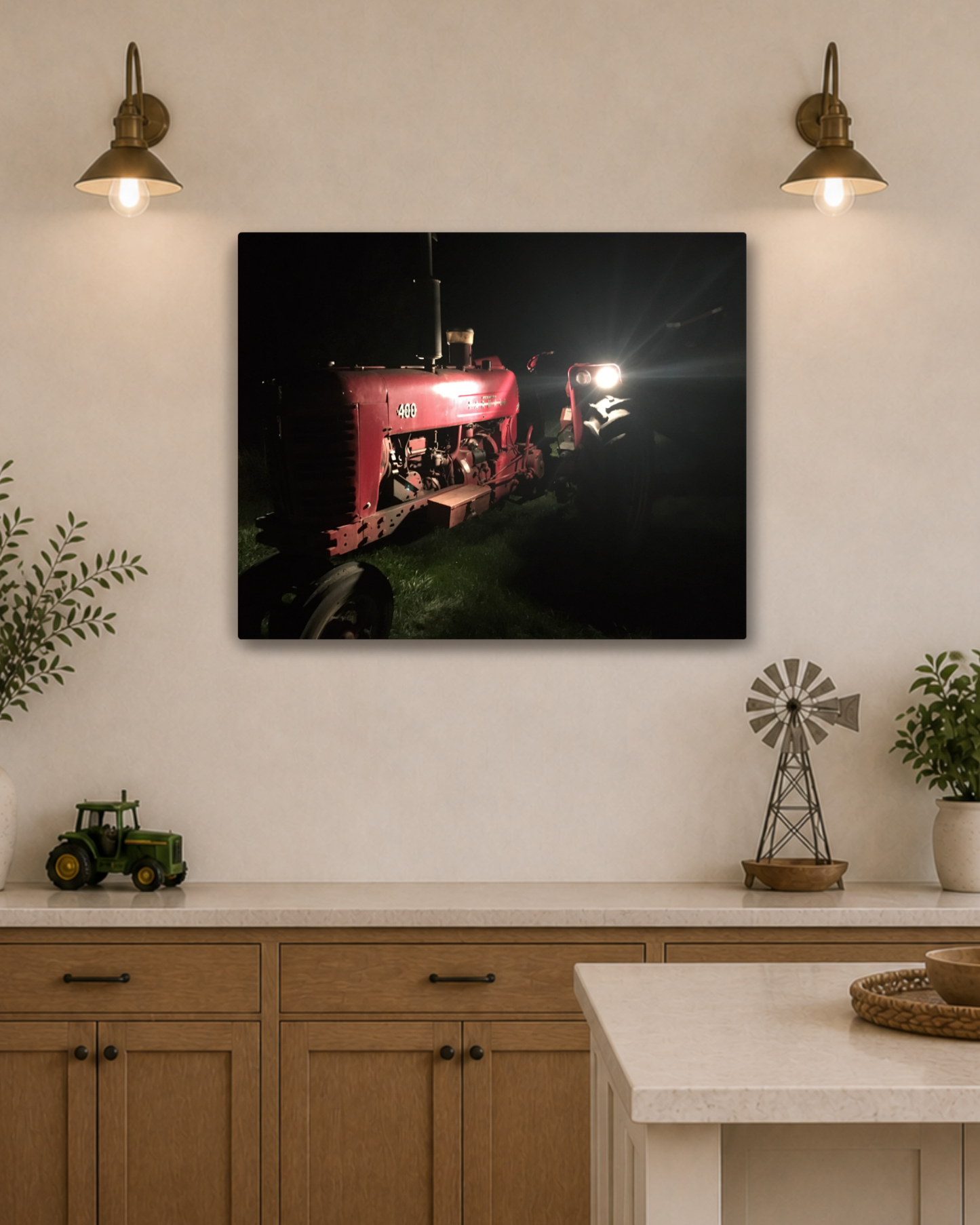 Old Iron After Dark – Vintage International Tractor Canvas Wall Art