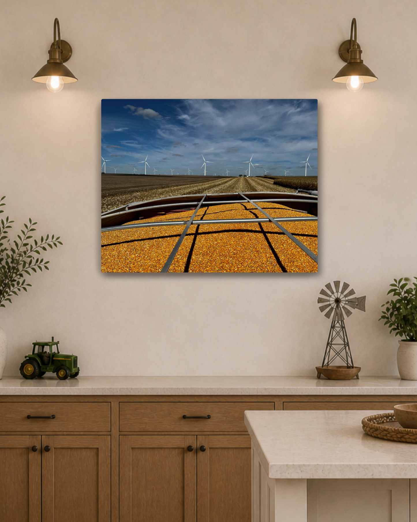 A Full Cart and Open Fields – Corn Harvest Canvas Wall Art