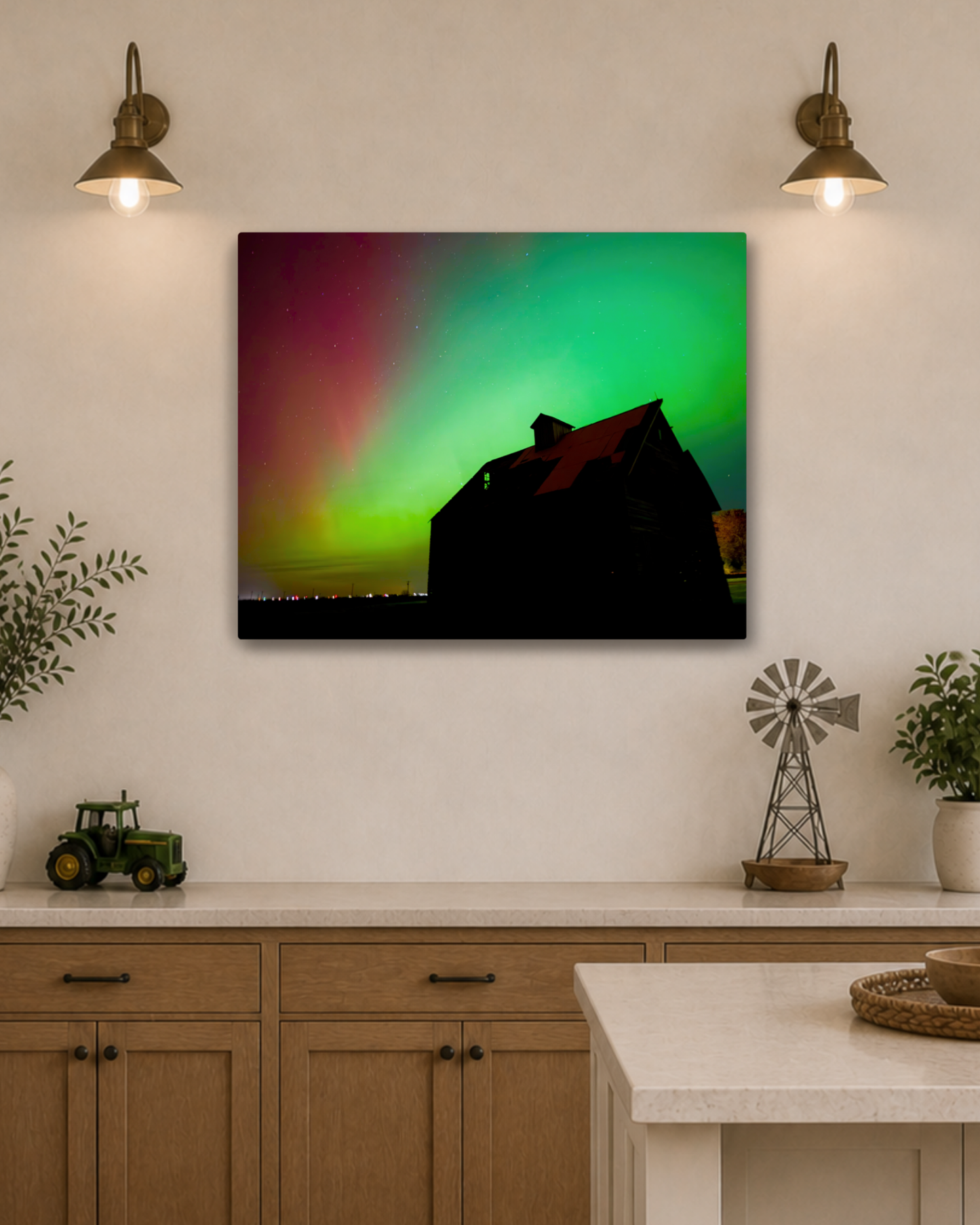 Where the Old Corn Crib Met the Northern Lights – Aurora Canvas Wall Art