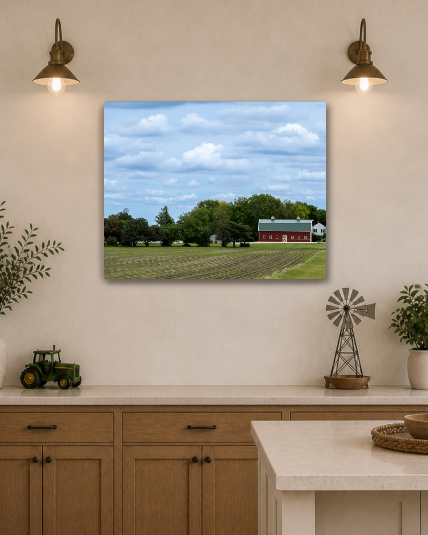 The Home Place - Red Barn Iowa Farm Canvas Wall Art