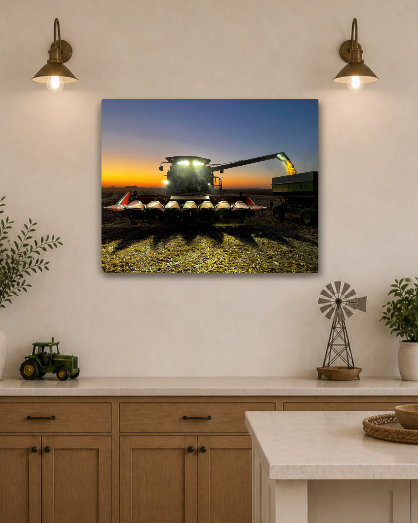 The Night Shift Begins – Corn Harvest Canvas Wall Art