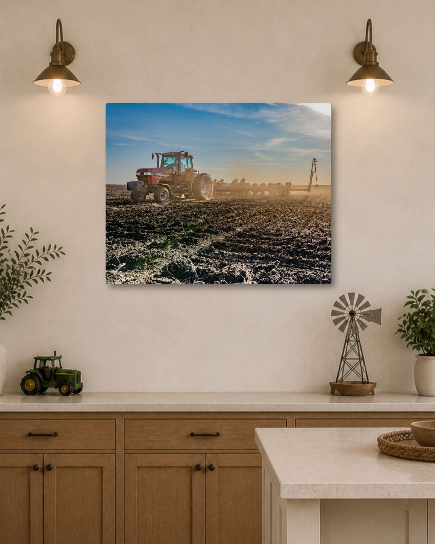 Dust Rising at Planting Time – Spring Farm Work Canvas Wall Art