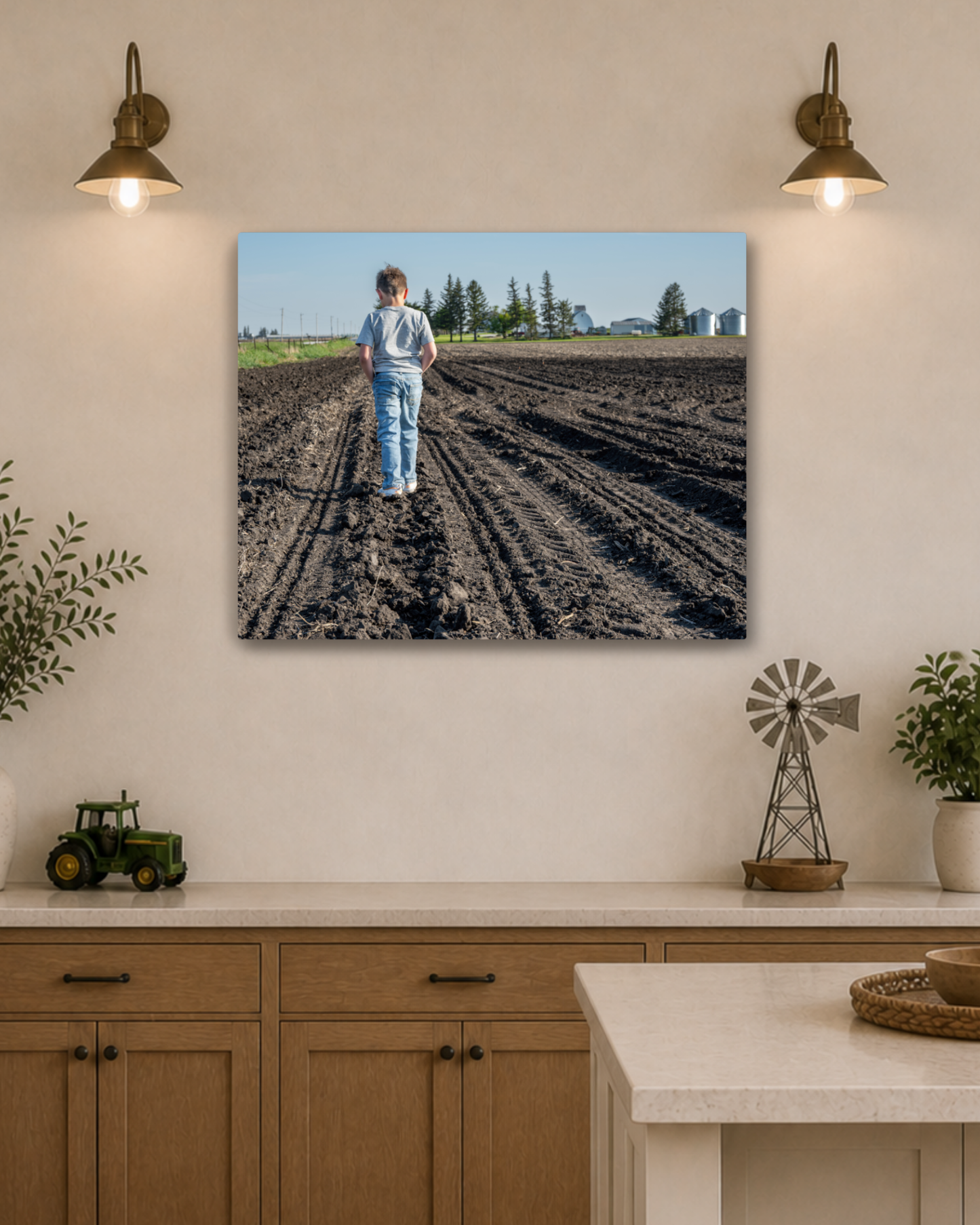 Small Steps Toward Home – Farm Kid Canvas Wall Art