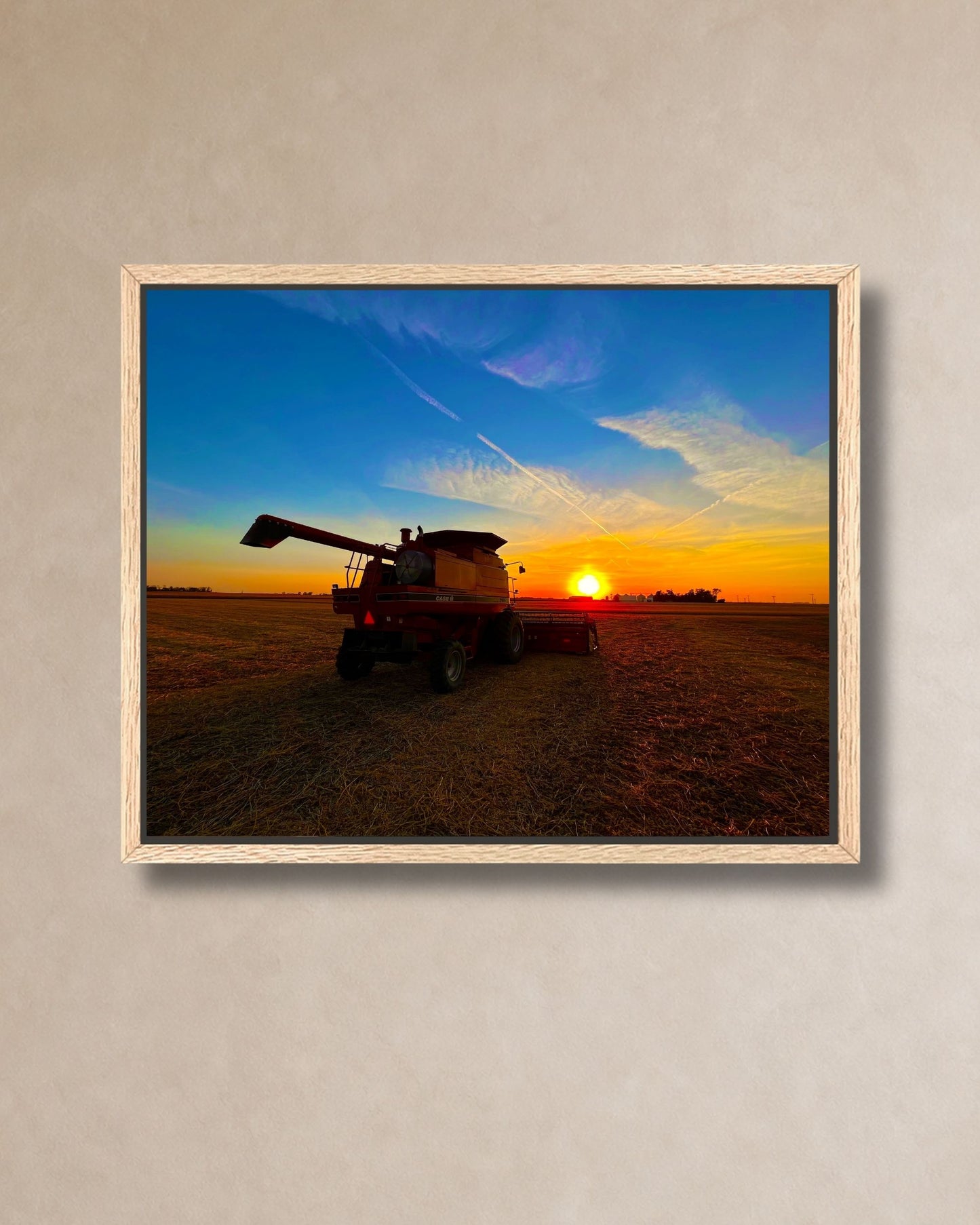 Where the Combine Meets the Sunset – Harvest Field Canvas Wall Art