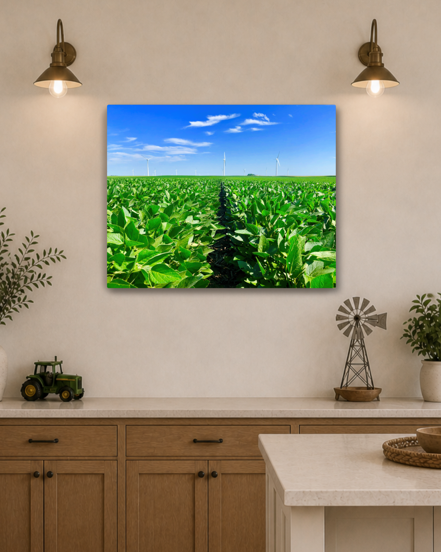 Where the Rows Meet the Wind – Iowa Soybean Field Canvas Wall Art