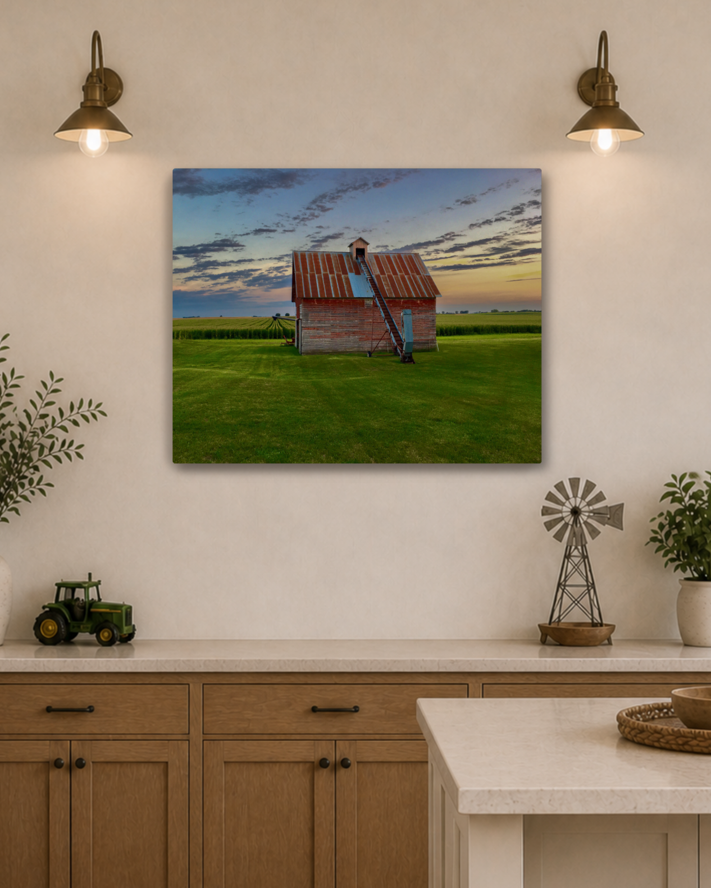 The Old Corn Crib at Evening – Rural Farm Canvas Wall Art