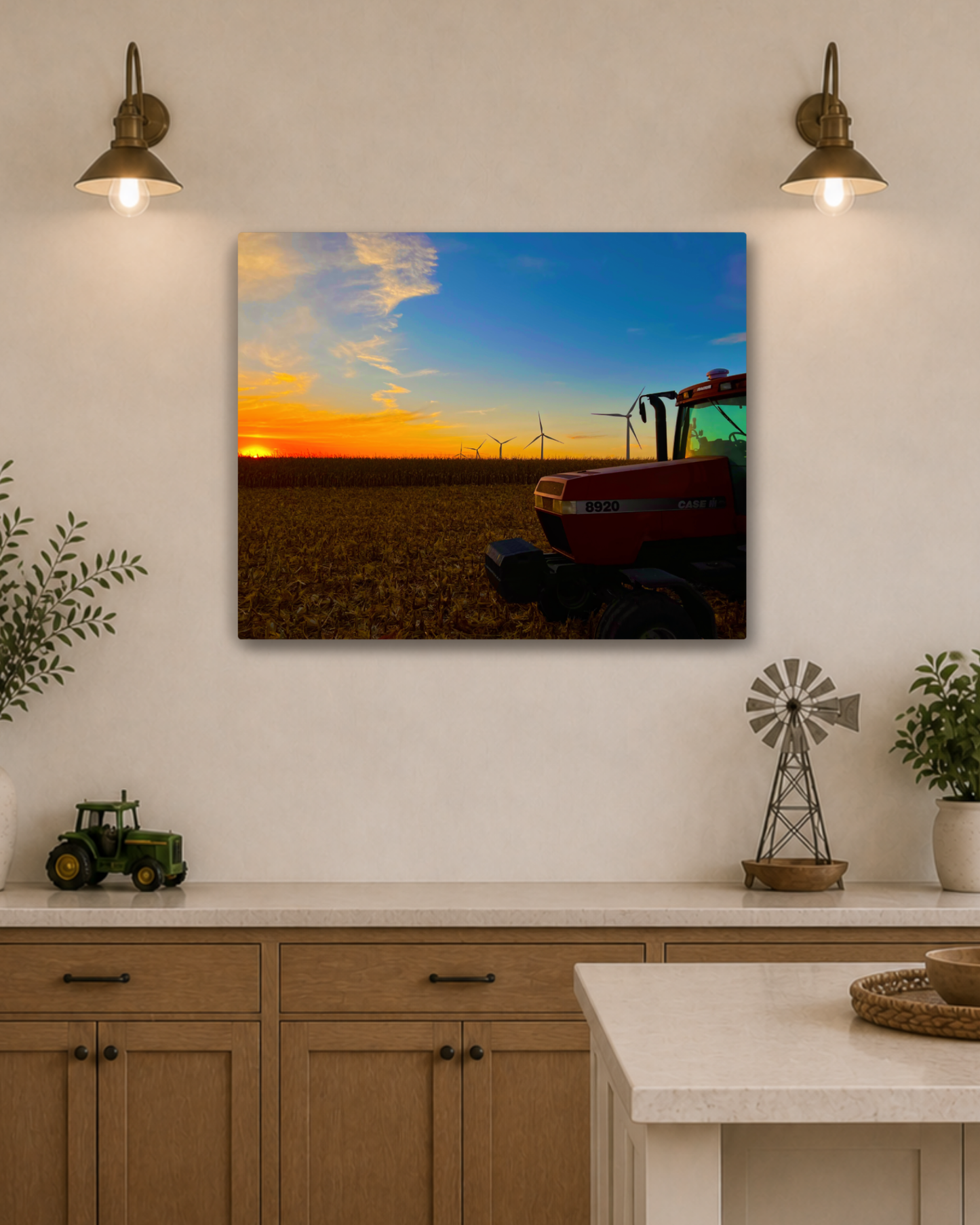 Waiting at the Edge of Sunset – Harvest Tractor Canvas Wall Art