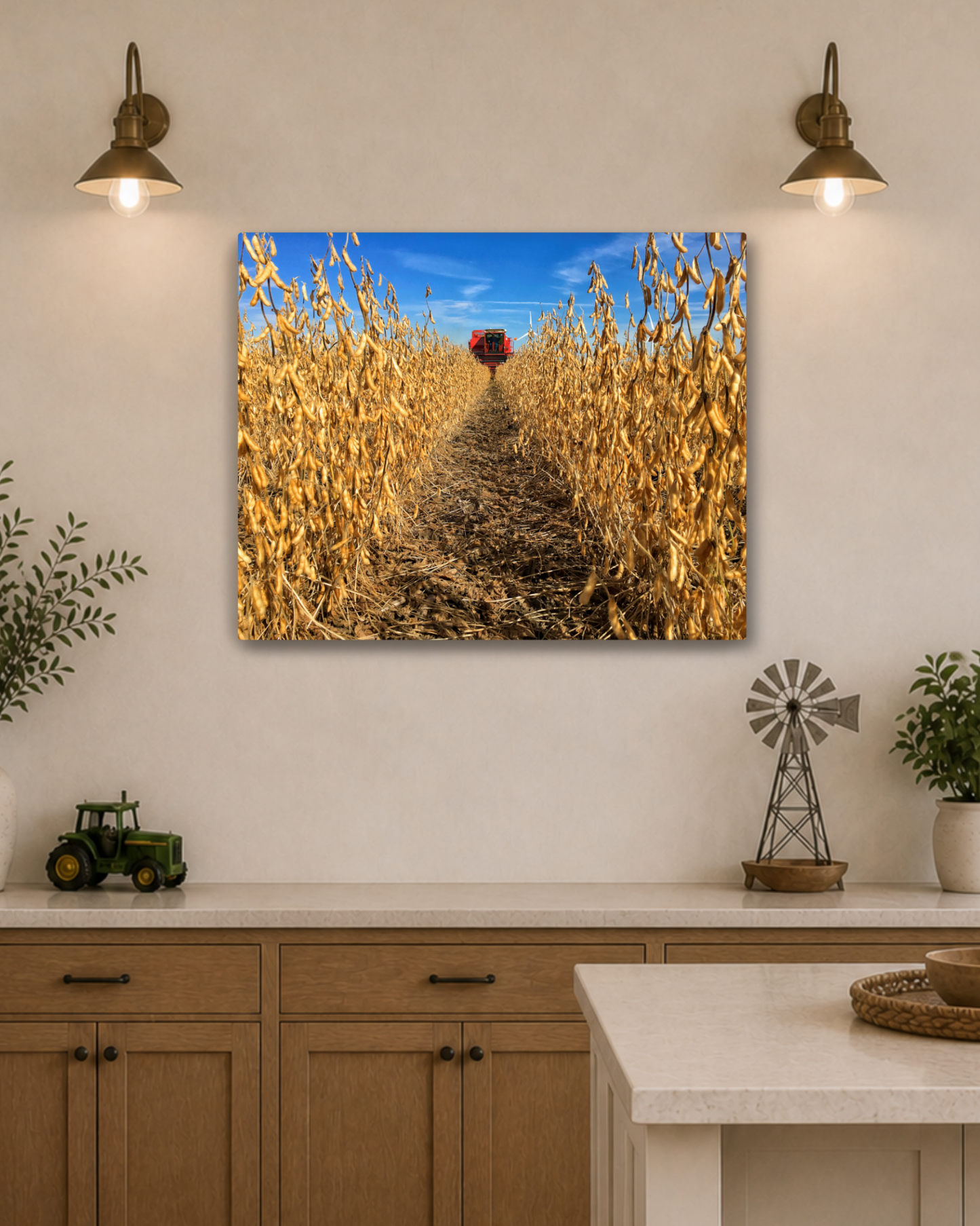 Through the Golden Beans – Soybean Harvest Canvas Wall Art