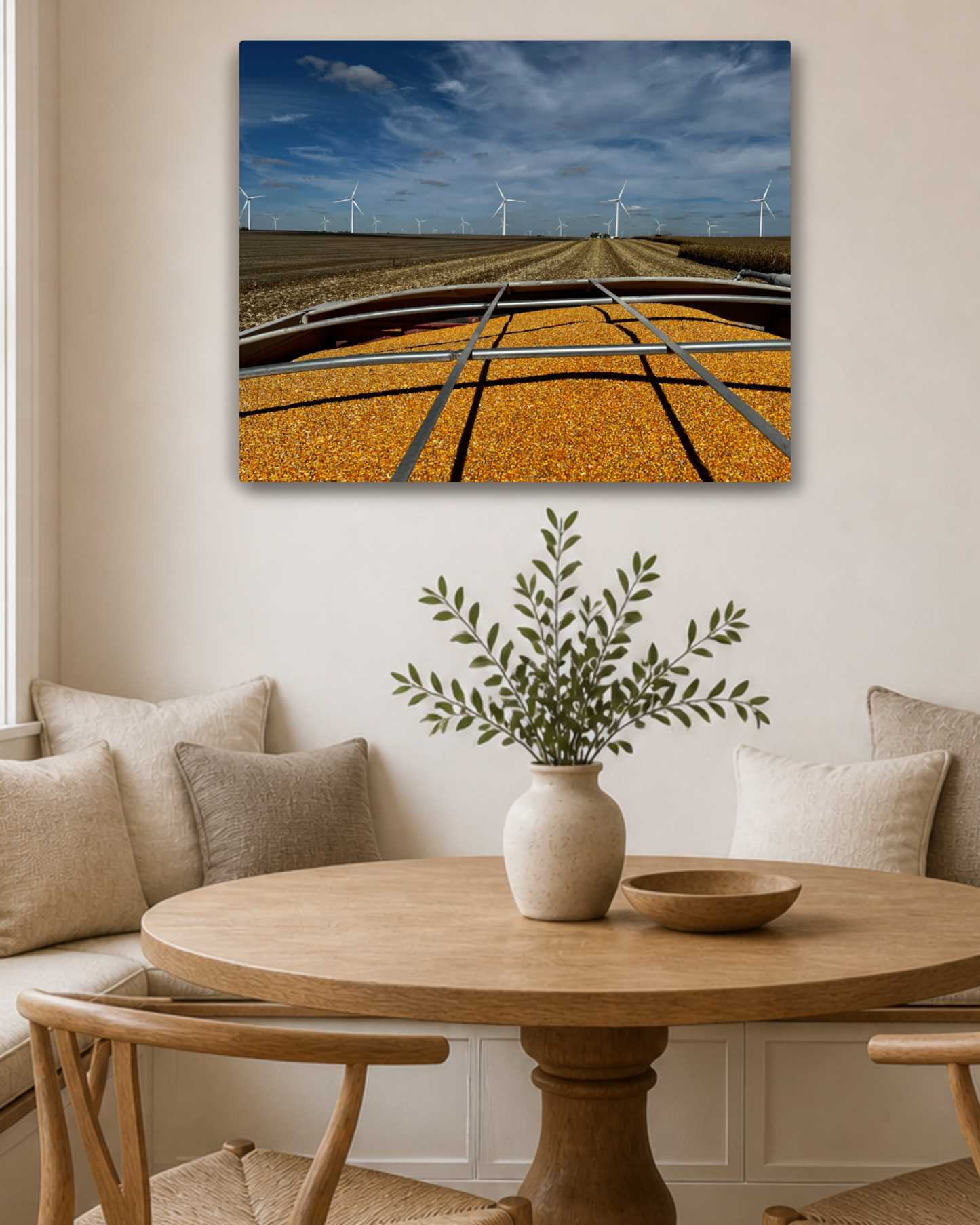 A Full Cart and Open Fields – Corn Harvest Canvas Wall Art