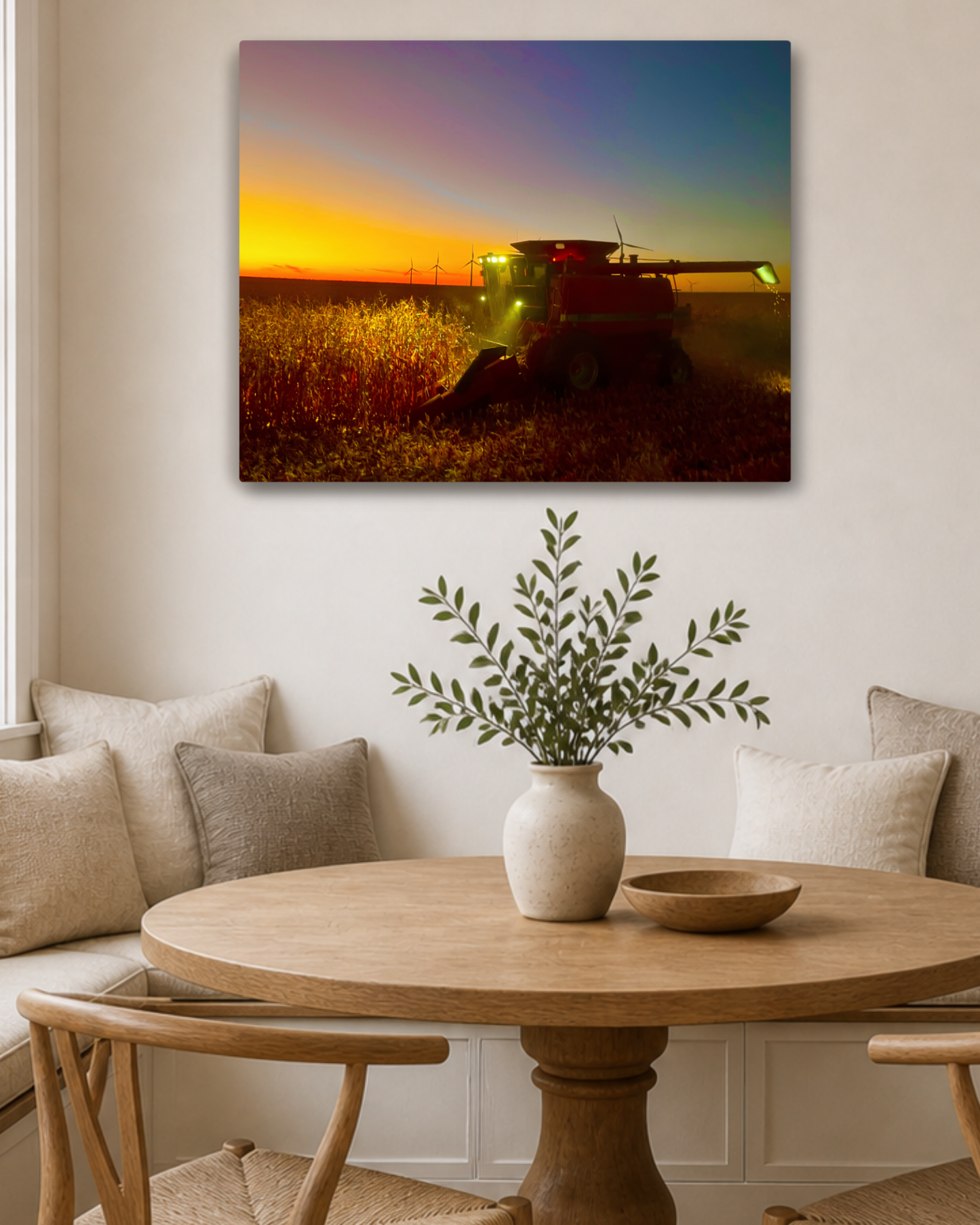When the Field Lights Up – Corn Harvest Canvas Wall Art