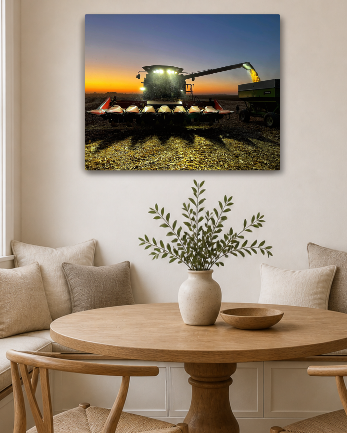 The Night Shift Begins – Corn Harvest Canvas Wall Art