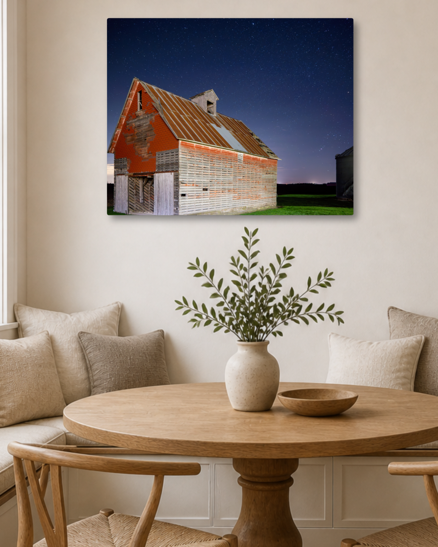 Under the Stars at the Old Corn Crib – Rural Night Canvas Wall Art