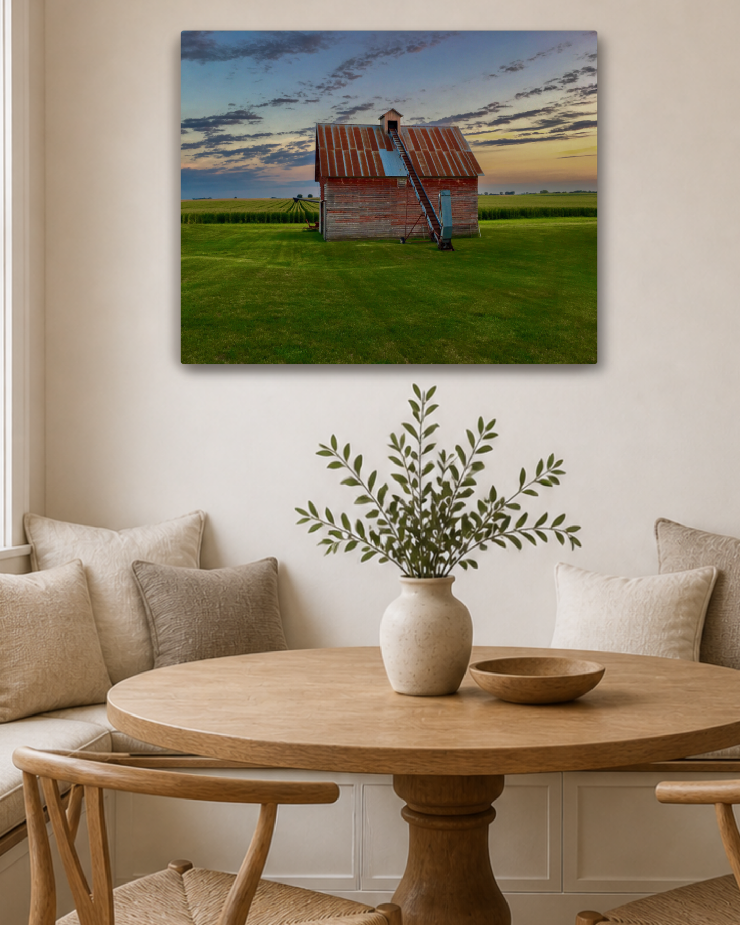 The Old Corn Crib at Evening – Rural Farm Canvas Wall Art