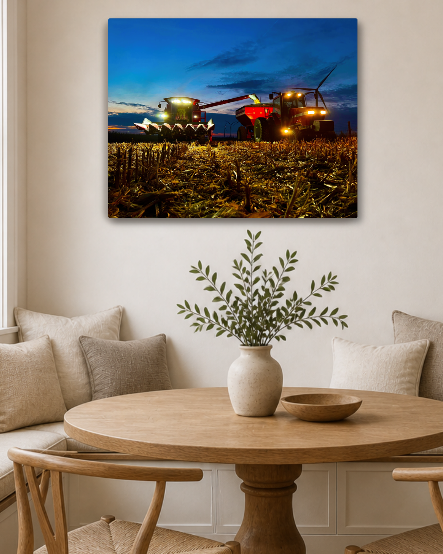 Working Together After Sundown – Corn Harvest Canvas Wall Art