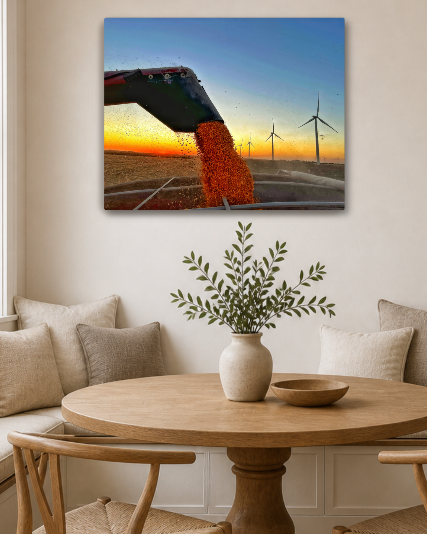 When the Grain Pours Gold – Corn Harvest Unloading Canvas Wall Art
