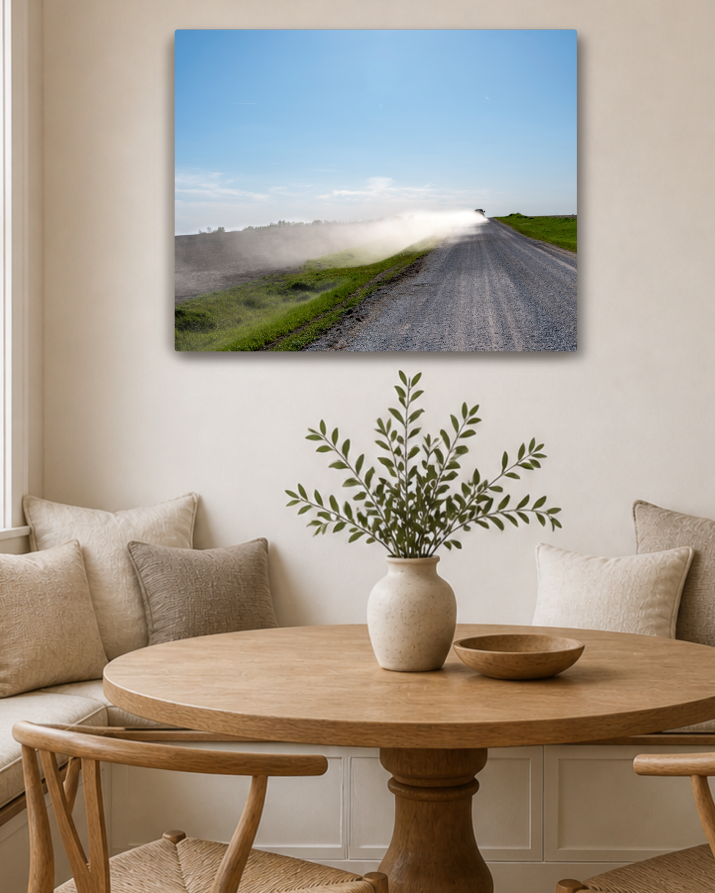 Chasing Dust - Iowa Gravel Road Farm Photography Canvas Wall Art