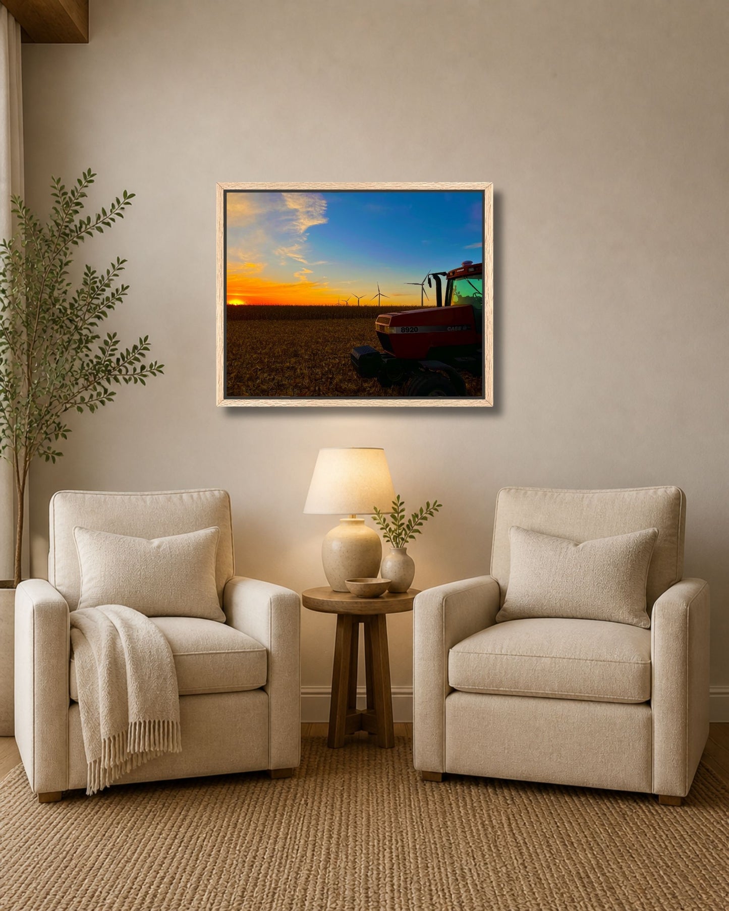 Waiting at the Edge of Sunset – Harvest Tractor Canvas Wall Art