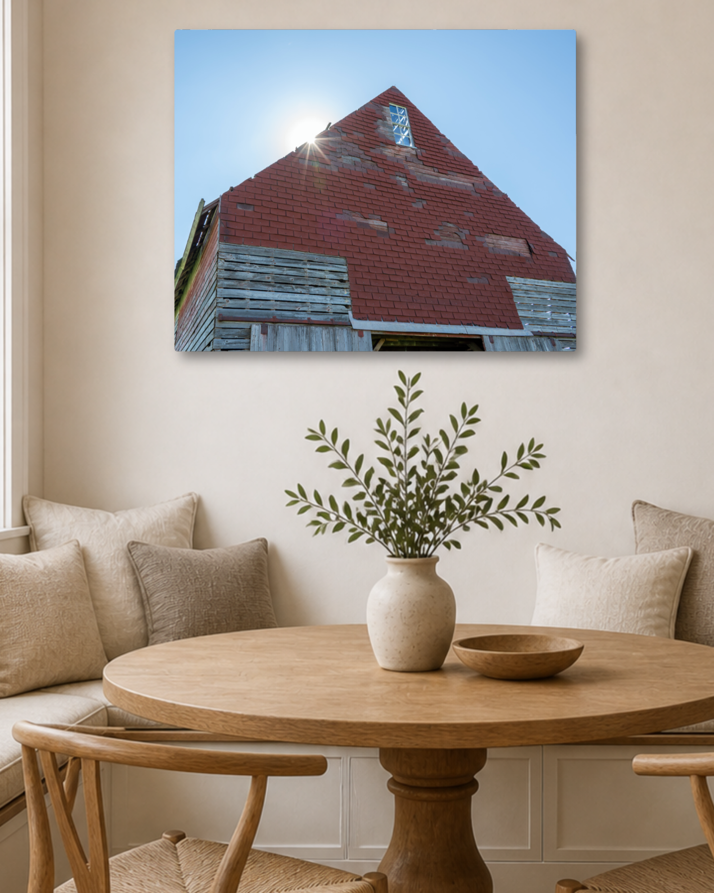 Sunlight on the Old Corn Crib – Rustic Farm Building Canvas Wall Art