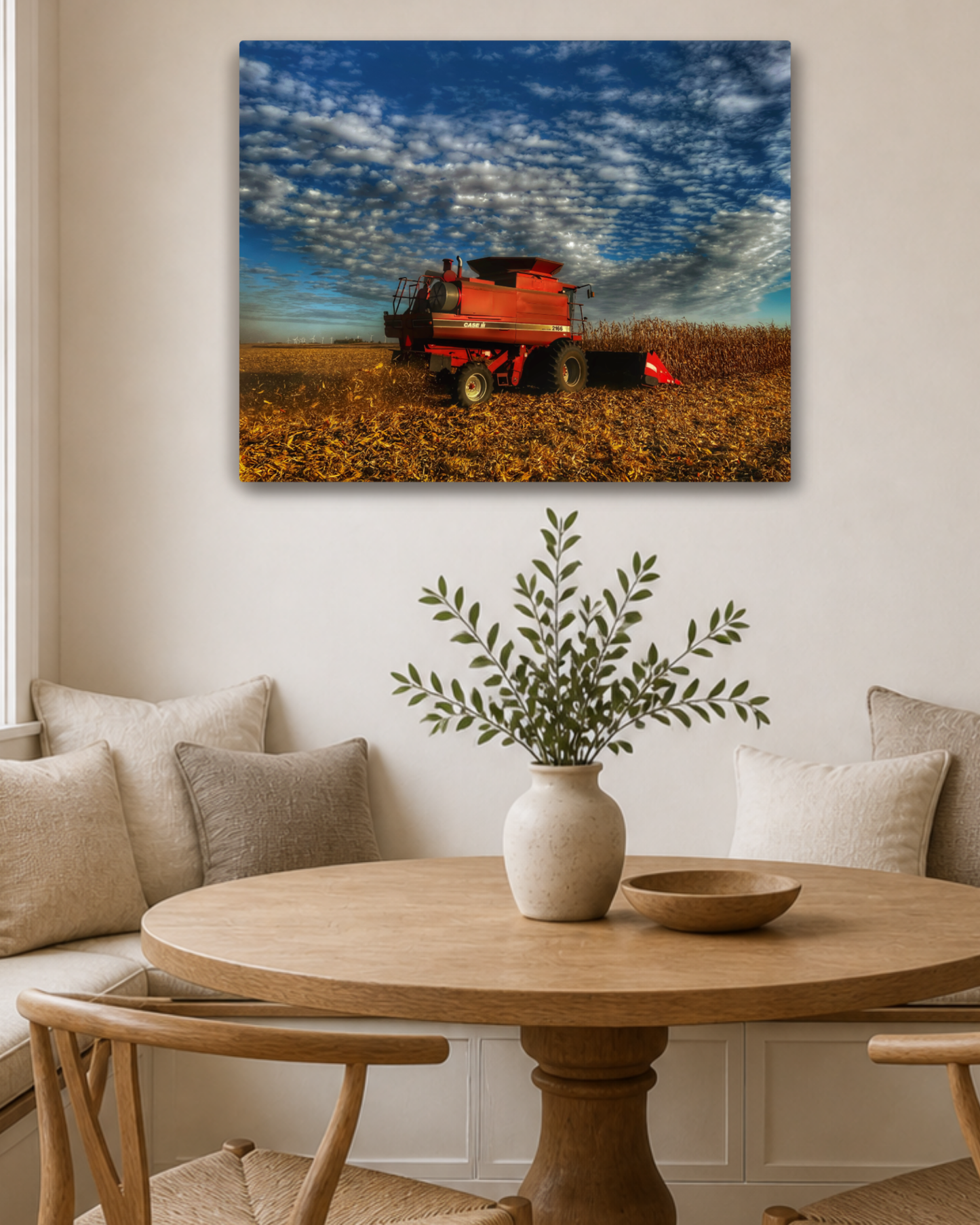 Beneath a Harvest Sky – Corn Combine Canvas Wall Art