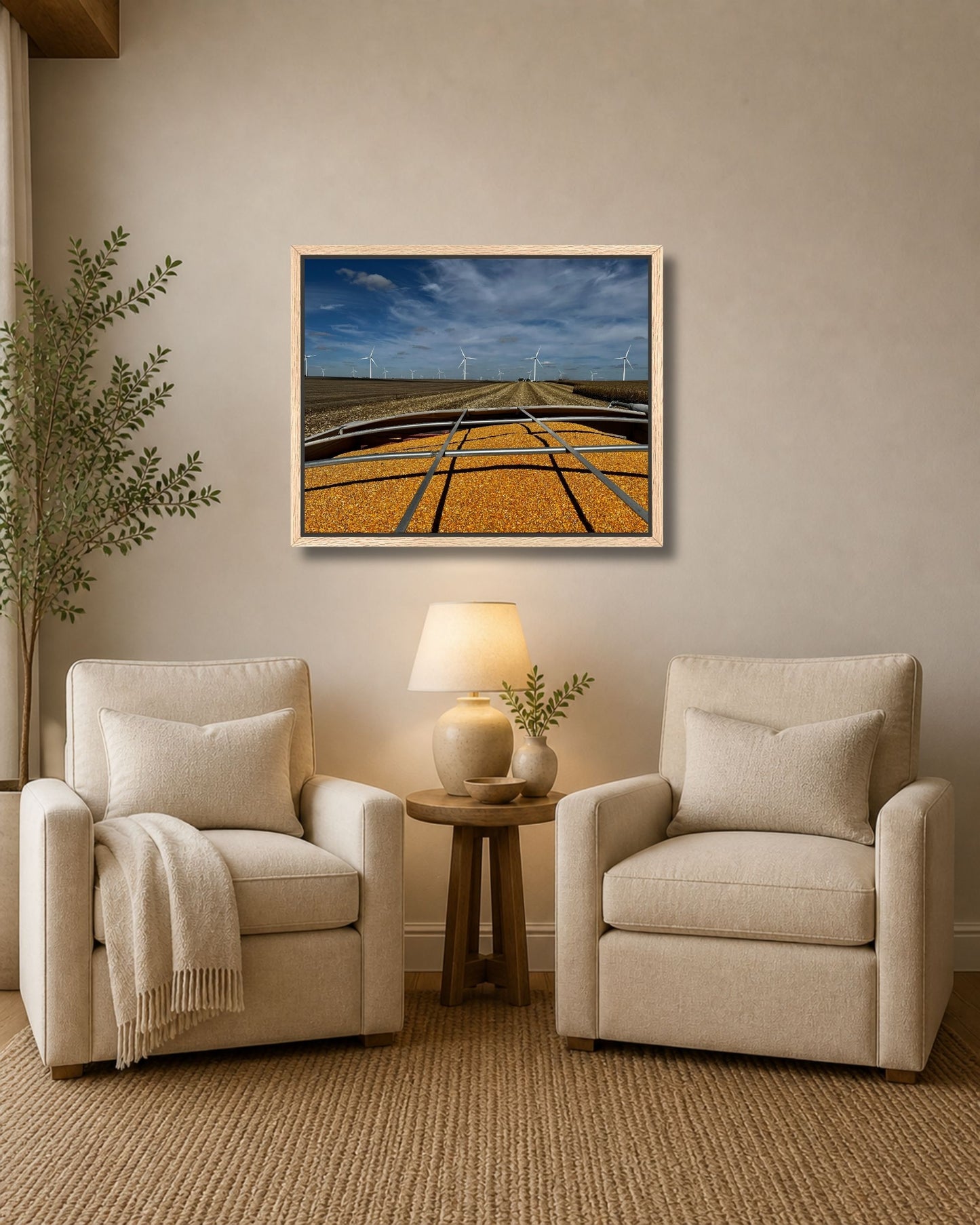 A Full Cart and Open Fields – Corn Harvest Canvas Wall Art